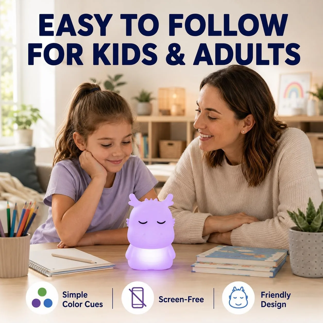 Breathing Loong Guided Visual Breathing Light for Mindfulness Relief | Relaxation Tool | Focus Meditation Device & Calming Night Light | Ideal for All Ages, Home & School Use (newLoong)