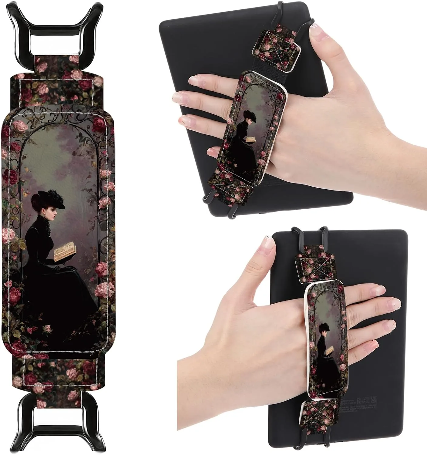 Hand Strap for Kindle, Dark Romance Gothic Rose