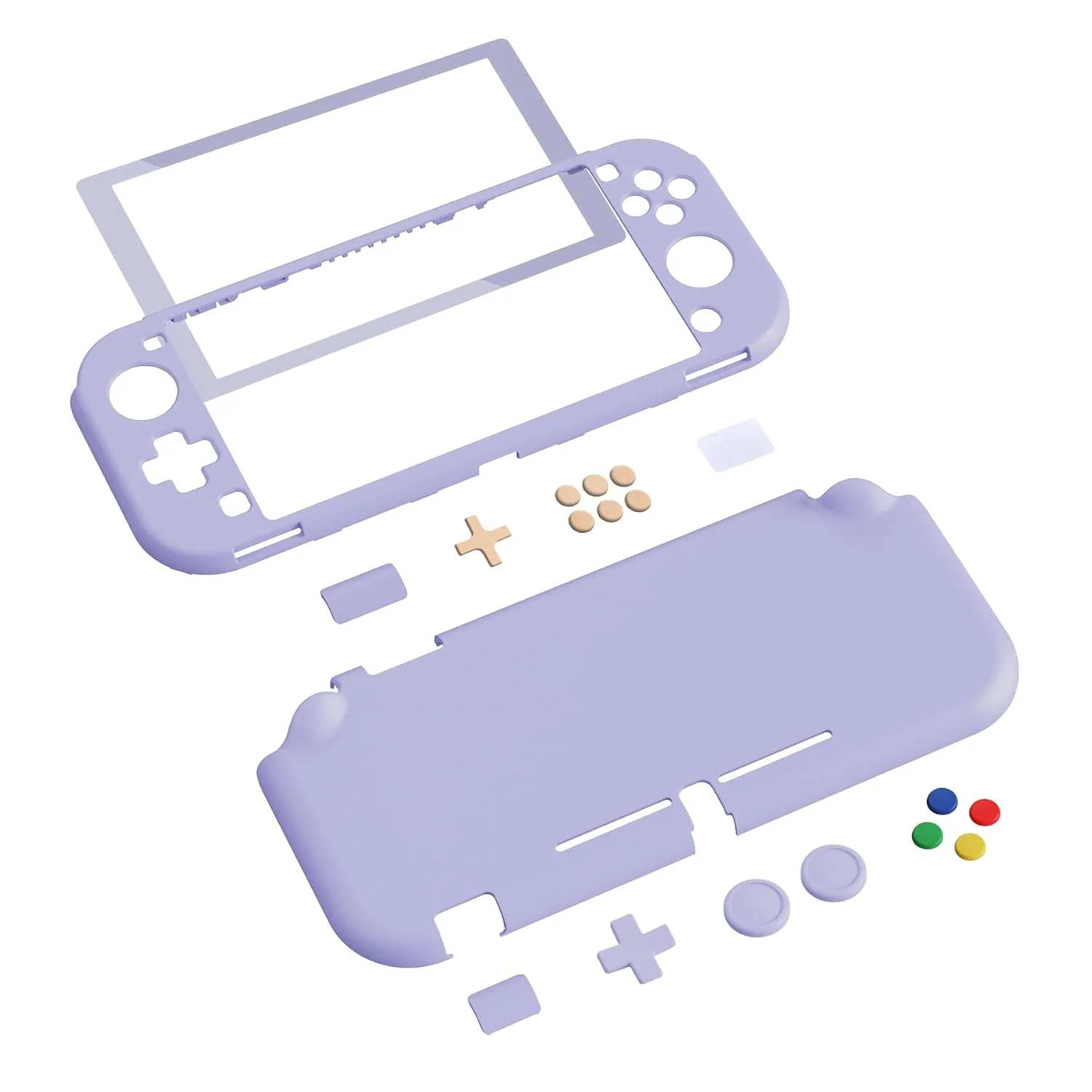 eXtremeRate PlayVital Light Violet Protective Grip Case for Nintendo Switch Lite, Hard Cover Protector for Nintendo Switch Lite - Screen Protector & Thumb Grips & Buttons Caps Stickers Included