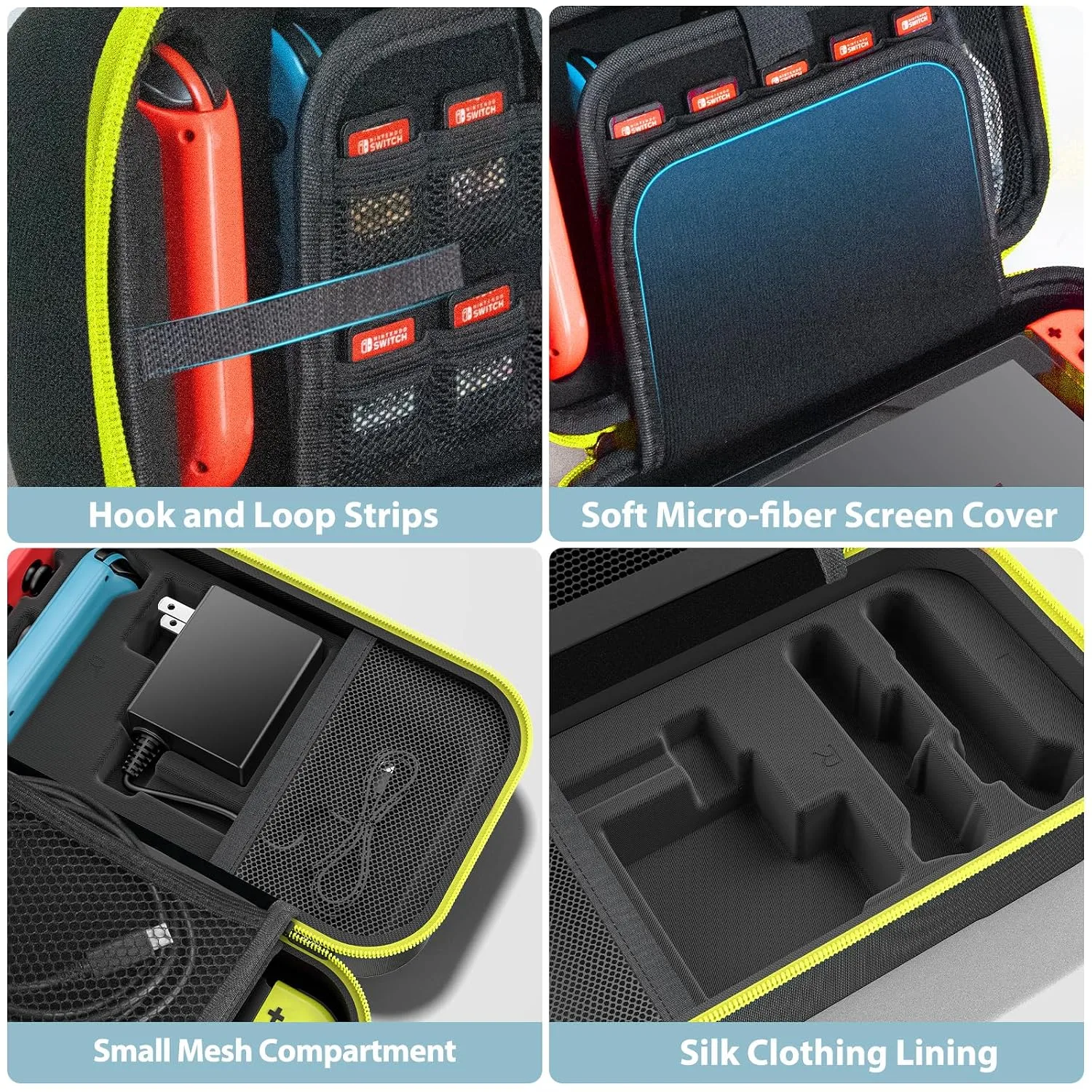 OIVO Switch OLED Carrying Case Compatible with Nintendo Switch & OLED, Portable Switch Travel Carry Case Fit for Joy-Con and Adapter, Hard Shell Protective Switch Pouch Bag with 20 Games, Yellow