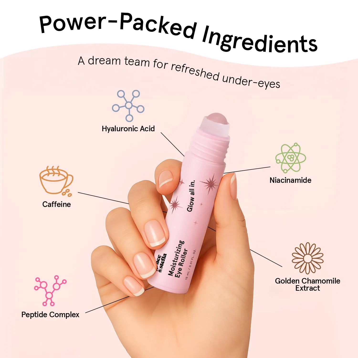 grace & stella Under Eye Brightener with Rose Quartz Rollerball