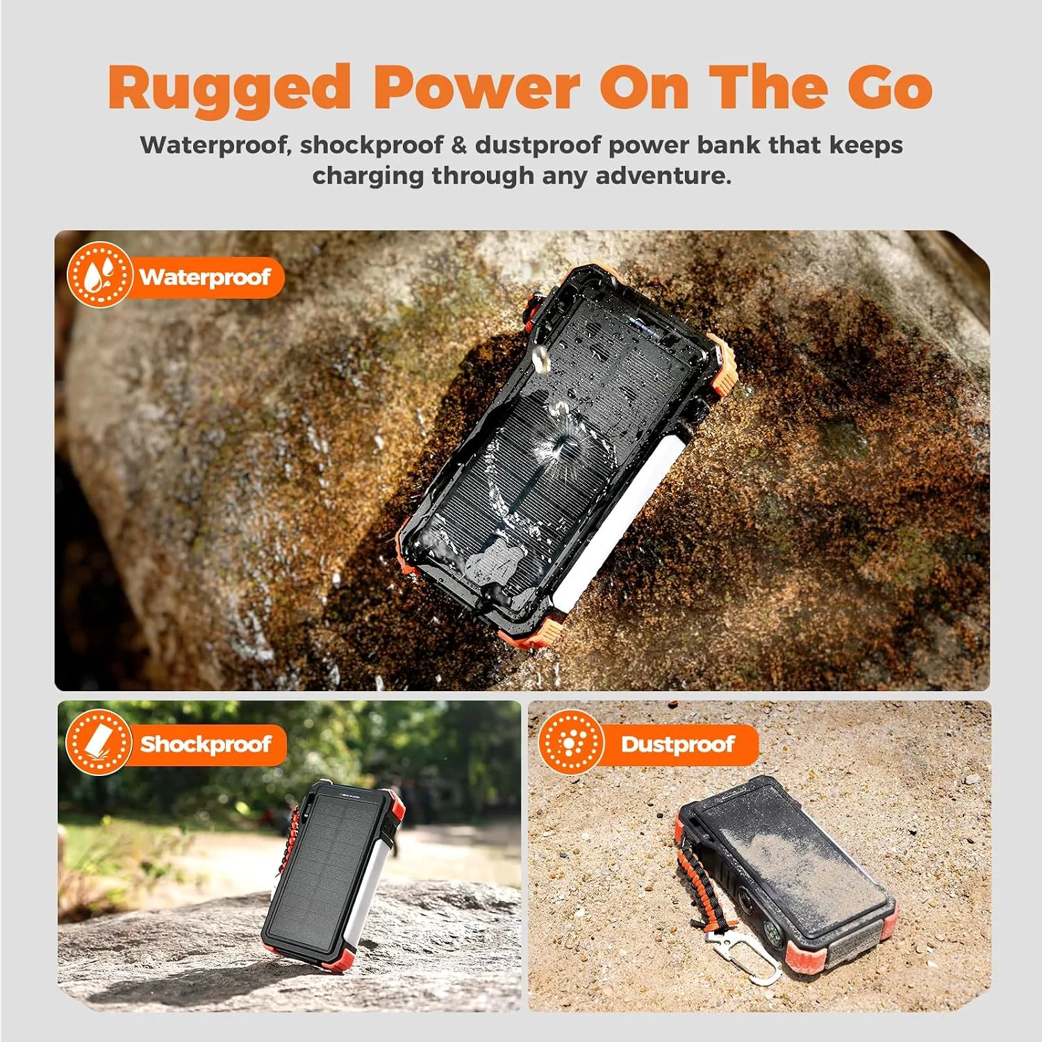 BLAVOR Solar Power Bank 20000mAh, Wireless Charger for Phones & Apple Watch