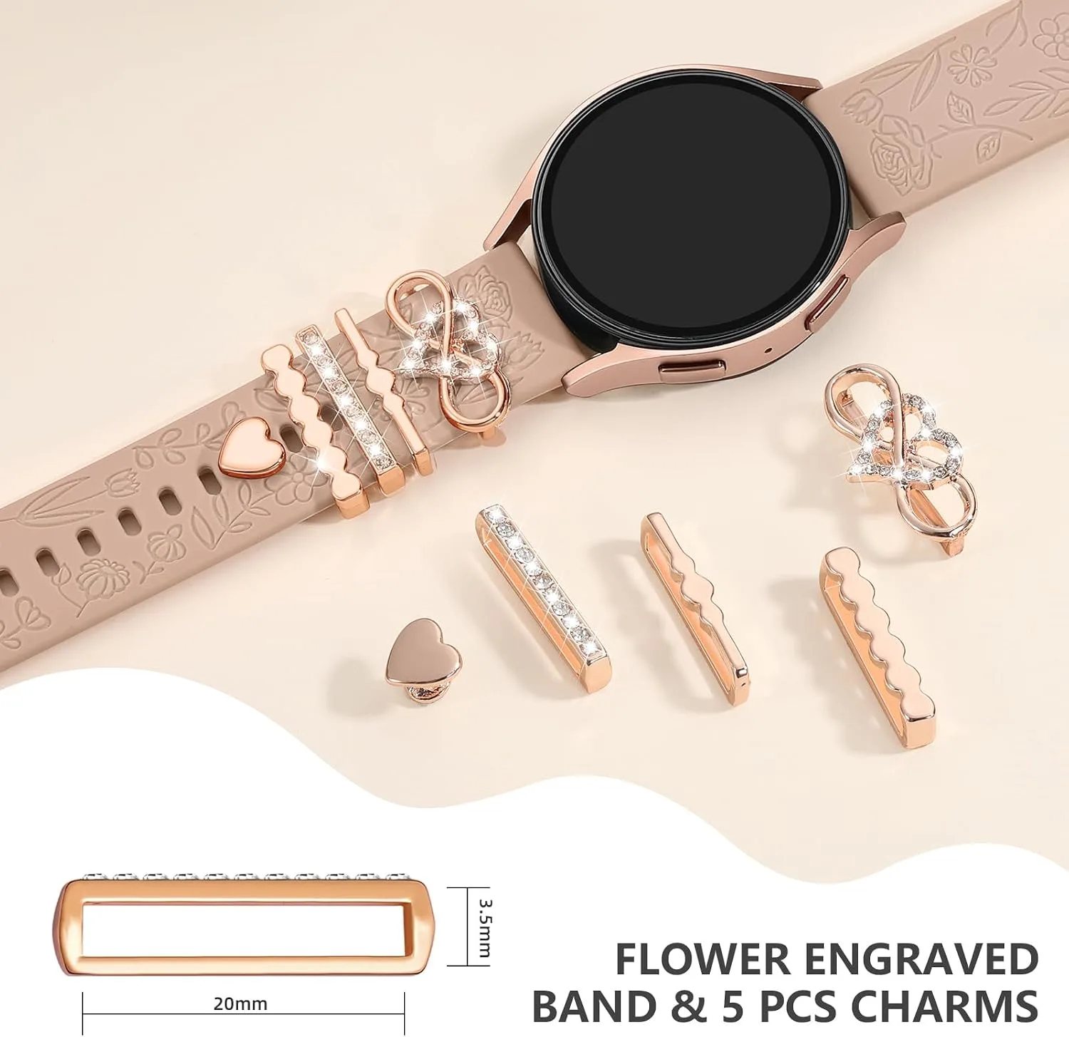DaQin Flower Engraved Band Compatible with Samsung Galaxy Watch 7 Bands
