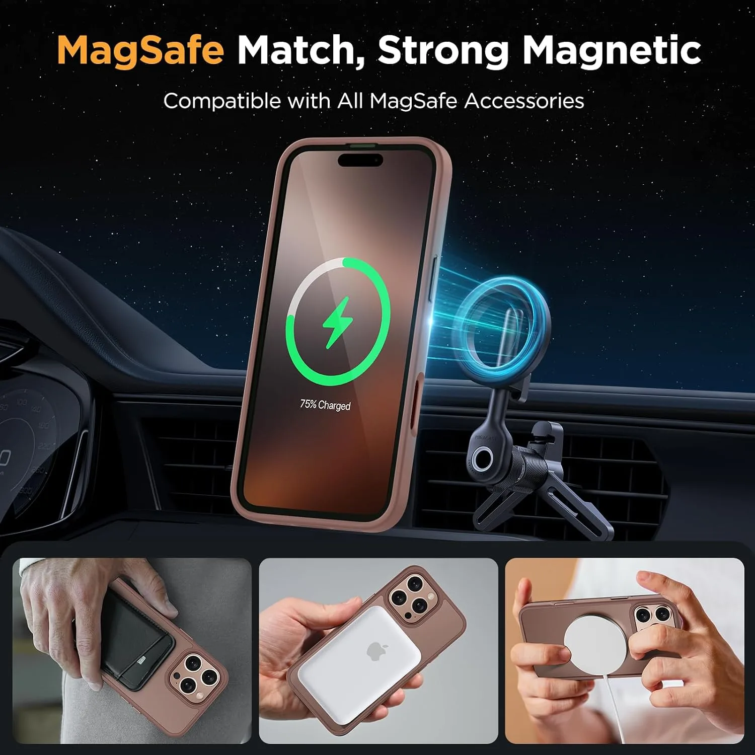 Miracase for iPhone 16 Pro Matte Series Case, Magnetic, Brown