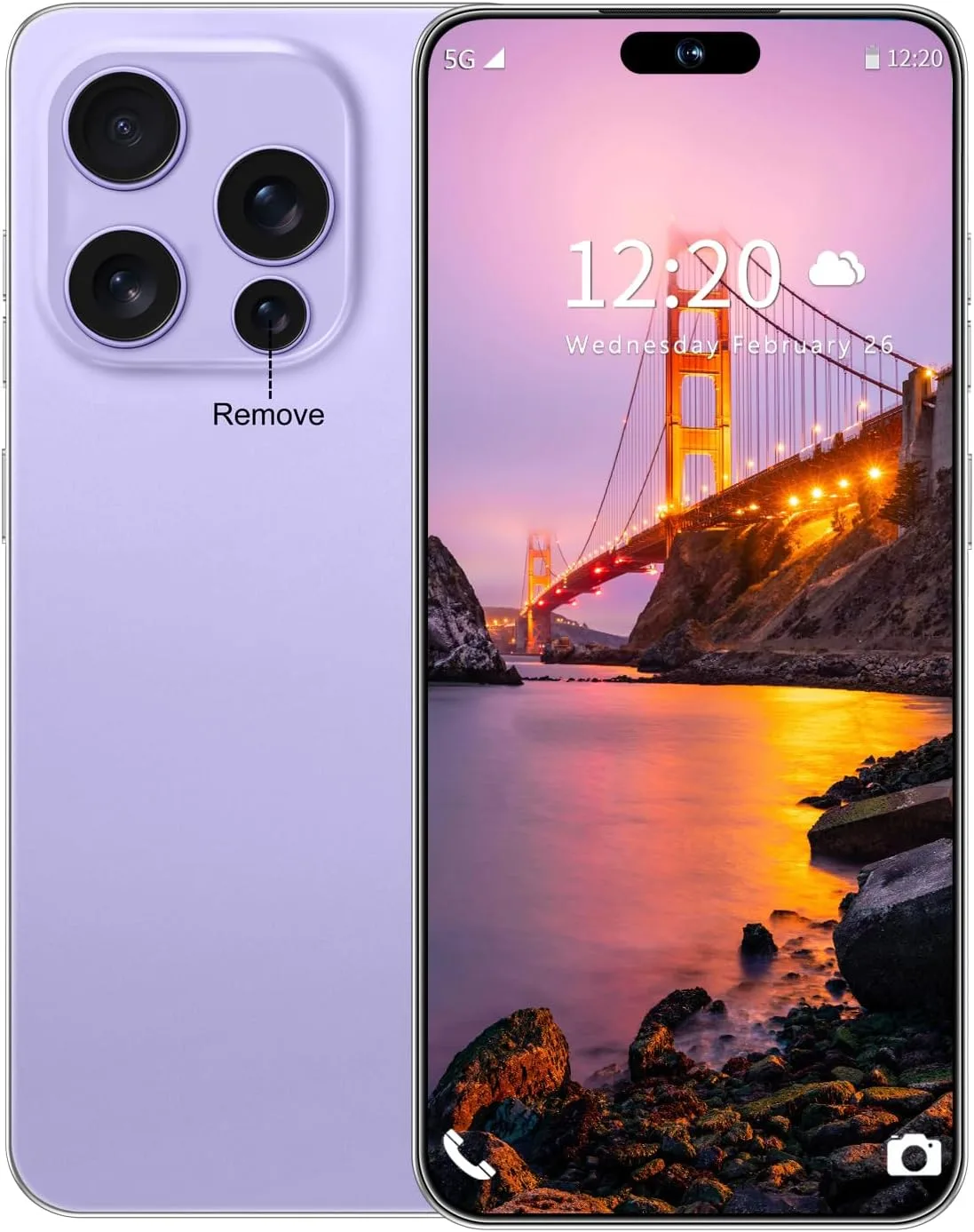 Huness I16 PM 16+1TB Smartphone Unlocked Cell Phone,6.99" HD Screen Unlocked Phones,Battery 7000mAh Android 14,Face ID/Fingerprint Button unlock/Photos/5G/Dual SIM/GPS (Purple)