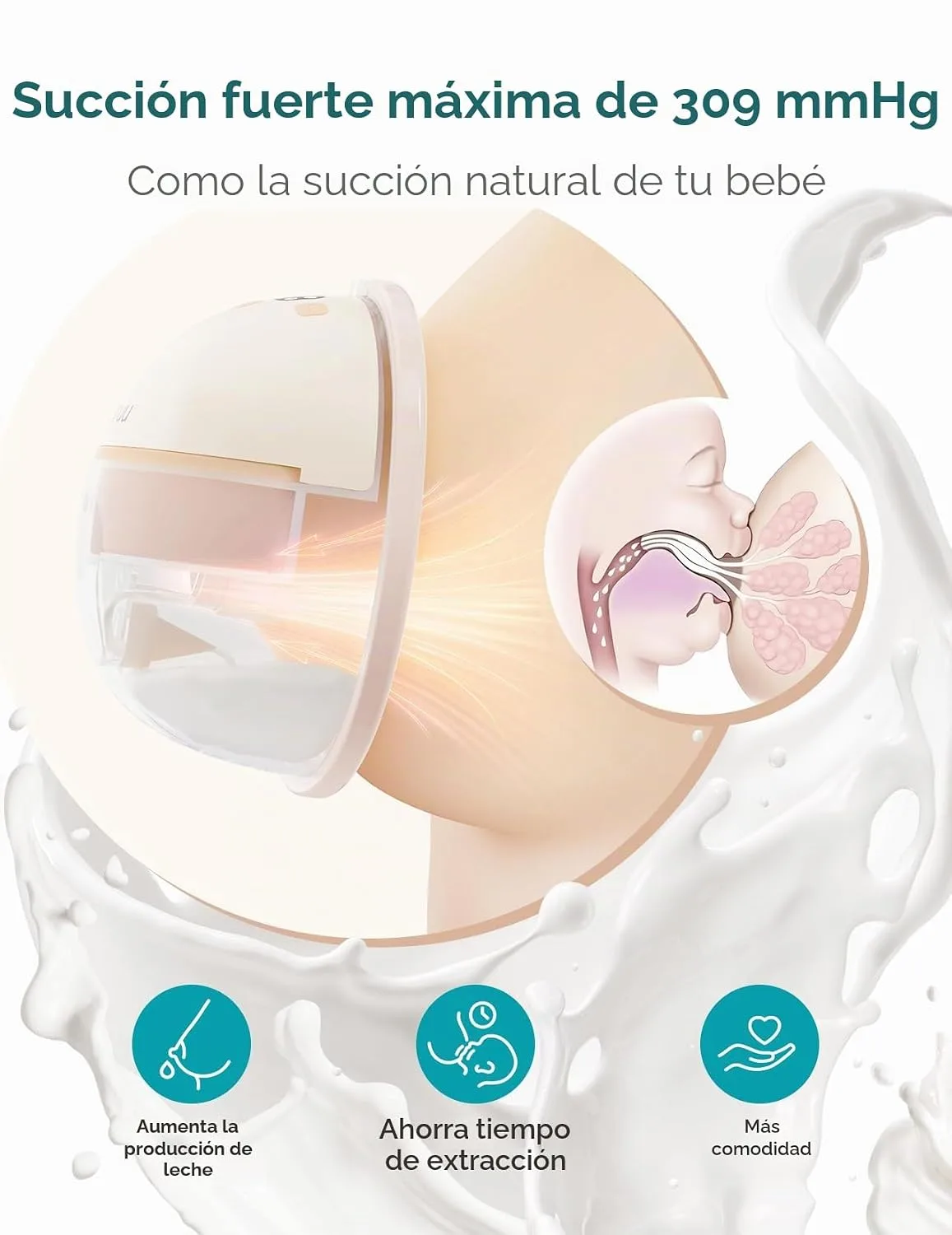 Paruu Hands Free Breast Pump P16, Wearable Breast Pump Electirc Portable with 4 Modes & 12 Levels, Max 309mmHg Strong Suction 19/21/24mm Flange Inserts Wearable Breastfeeding Pump, 2 Pack（Nude