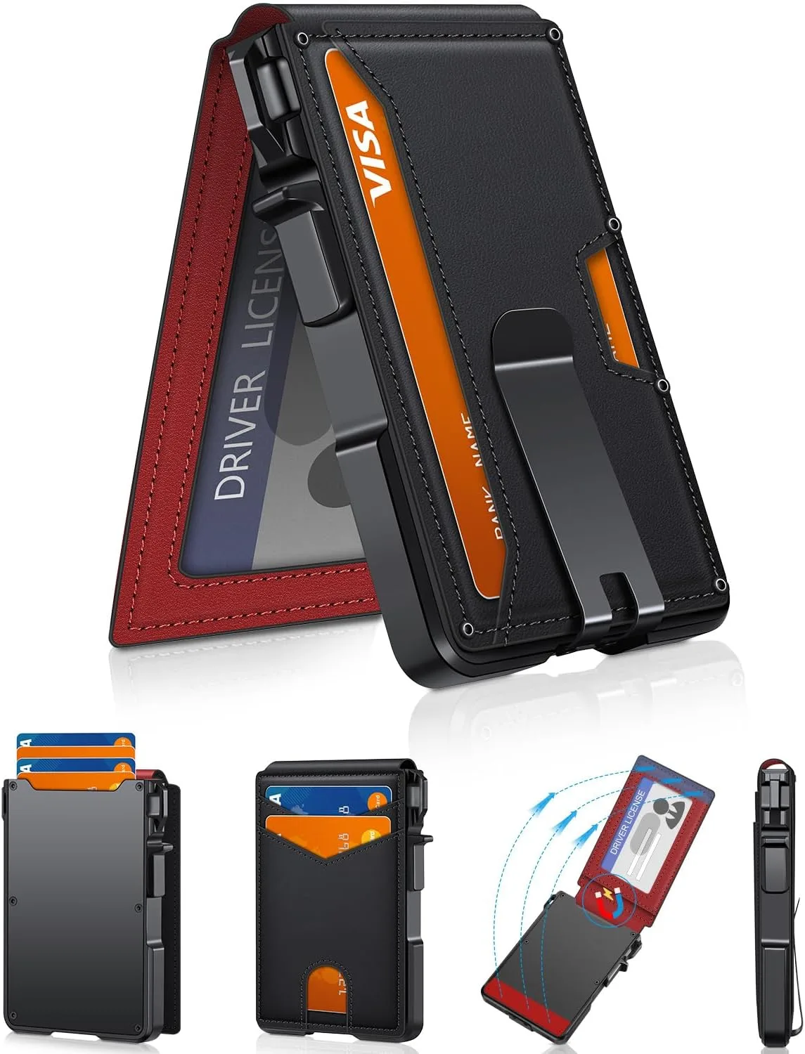 Wallet for Mens Minimalist Wallet 9-13 Cards RFID Blocking Slim Wallet