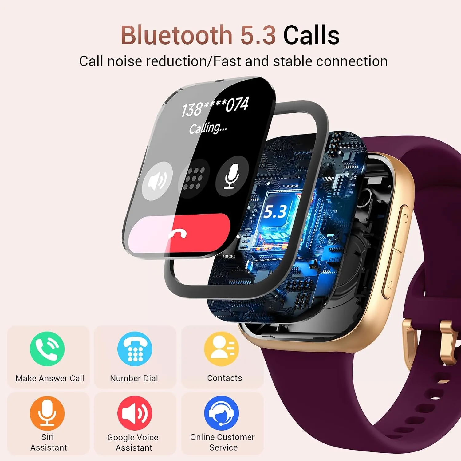 Smart Watch for Women/Men, Answer/Make Call, 1.85" AMOLED Always-On Screen