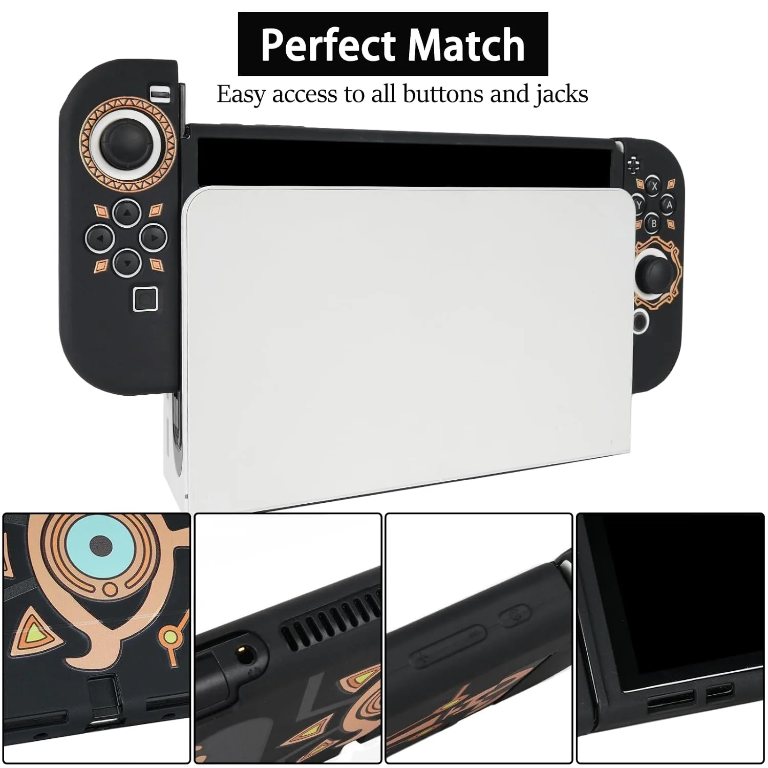TIKOdirect Carrying Case for Switch OLED Model 2021 - Portable Travel Accessories With Soft Protective Case, Screen Protectors and 4 Thumb Grip Caps, Black