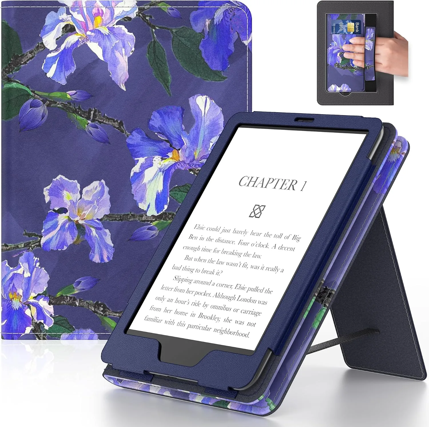 Case for 6in Tablet with Stand and Hand Strap, Incompatible with Old Version, Durable Synthetic Leather Cover with Auto Sleep Wake, Pink