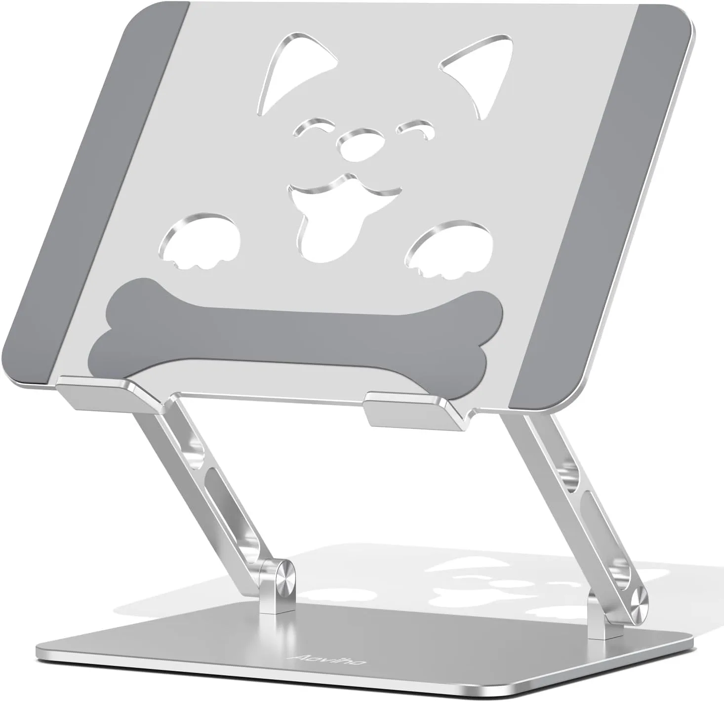 Base para laptop Aoviho aluminio para laptops de 10" a 17.3" color plata
