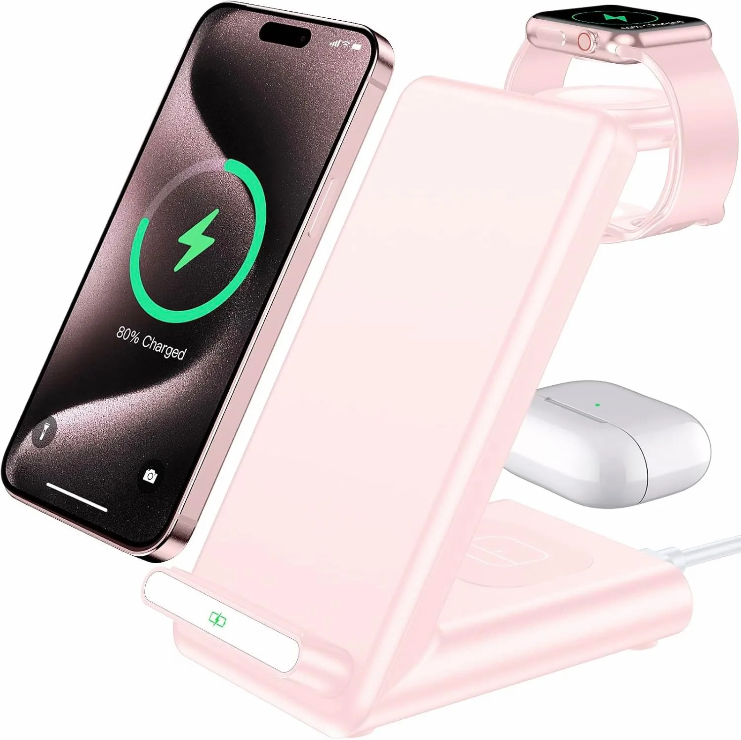 Estación de carga inalámbrica Qkxc 3 en 1 para dispositivos Apple