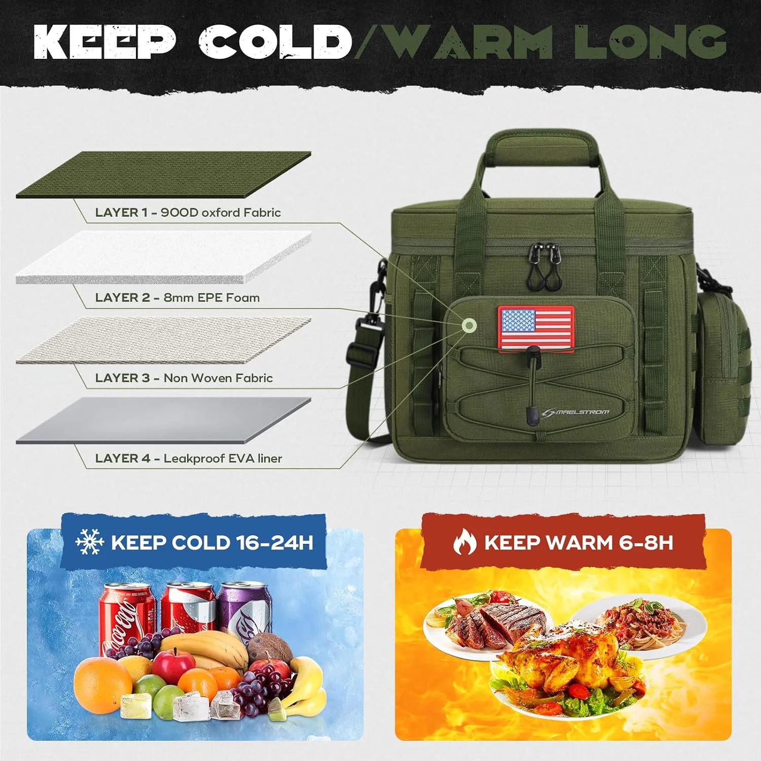 Maelstrom Tactical Lunch Box for Men, Cooler Bag with Detachable MOLLE Bag
