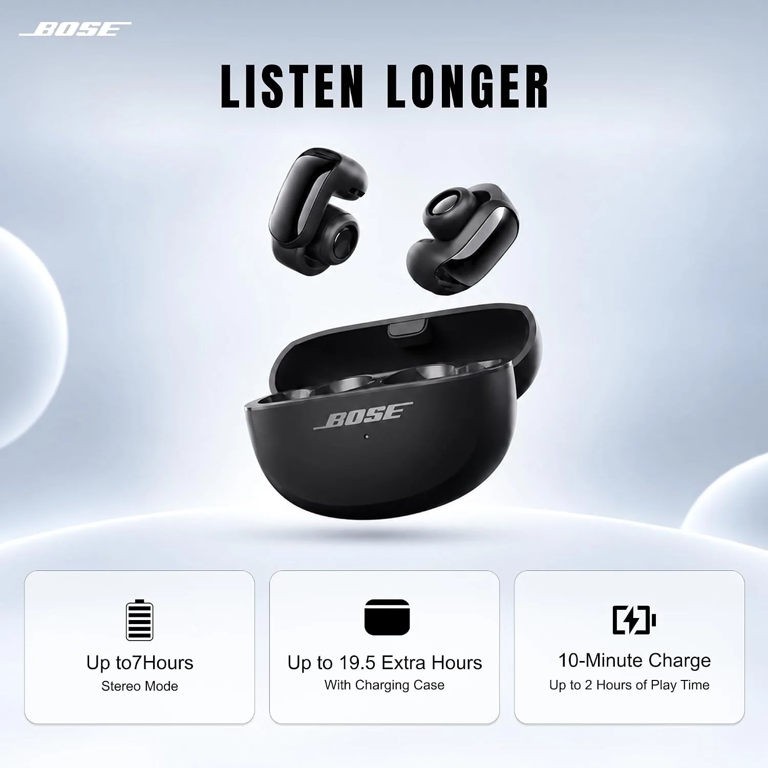 Bose Ultra Open Earbuds Bluetooth Open-Ear Clip-On Headphones Power Bundle