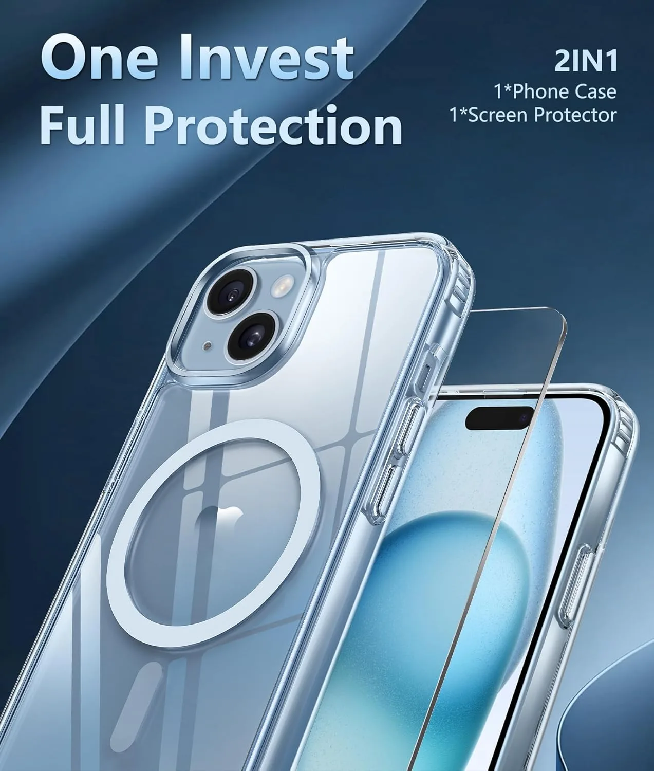 FNTCASE for iPhone 15/14/13 Case Compatible with Magsafe Clear Phonecase