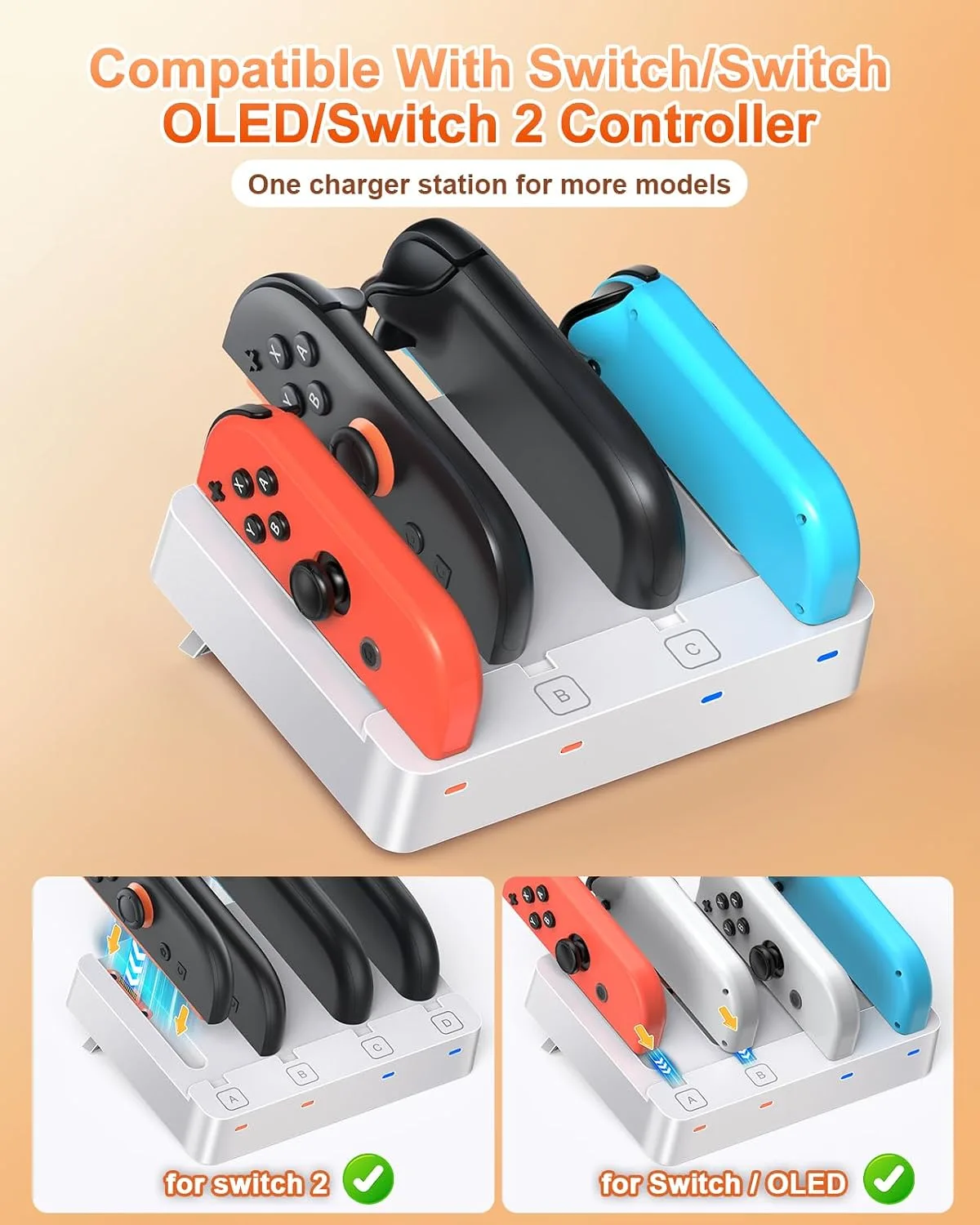 FYOUNG [Switch 2/1 Both] Controller Charger, Charging Dock for JoyCon 2