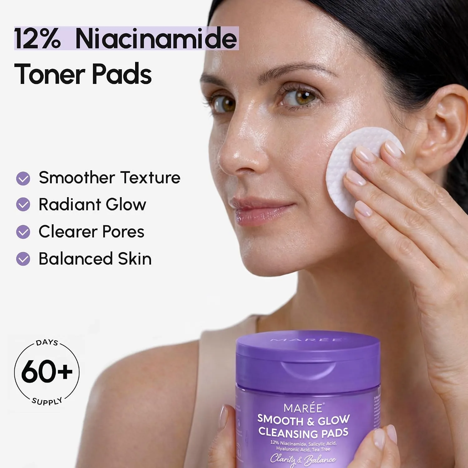 MAREE Niacinamide Face Cleansing Pads - Facial Cleansing Pads 0 Pore 60 Ct