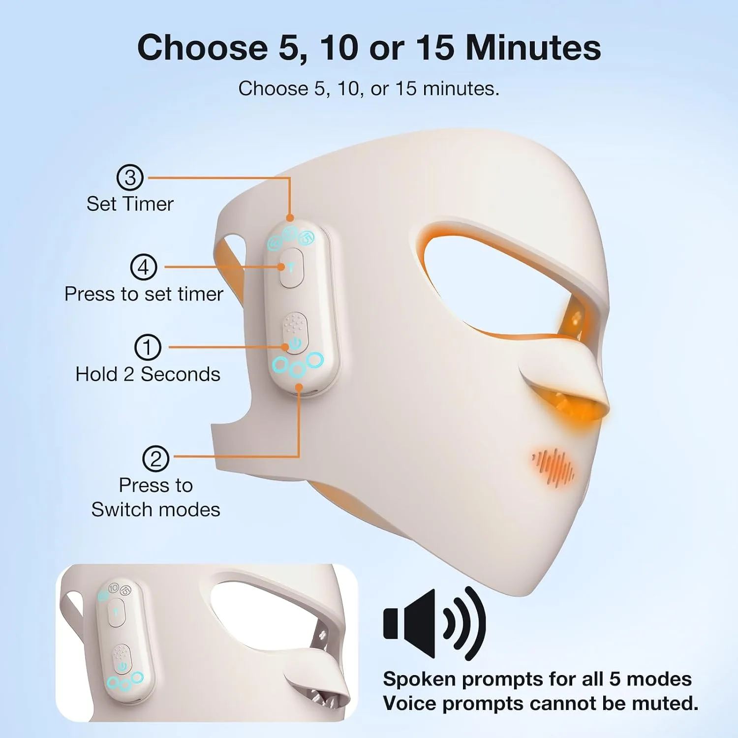 Red Light Therapy Mask for Face, Wireless LED Face Mask, 416 LEDs