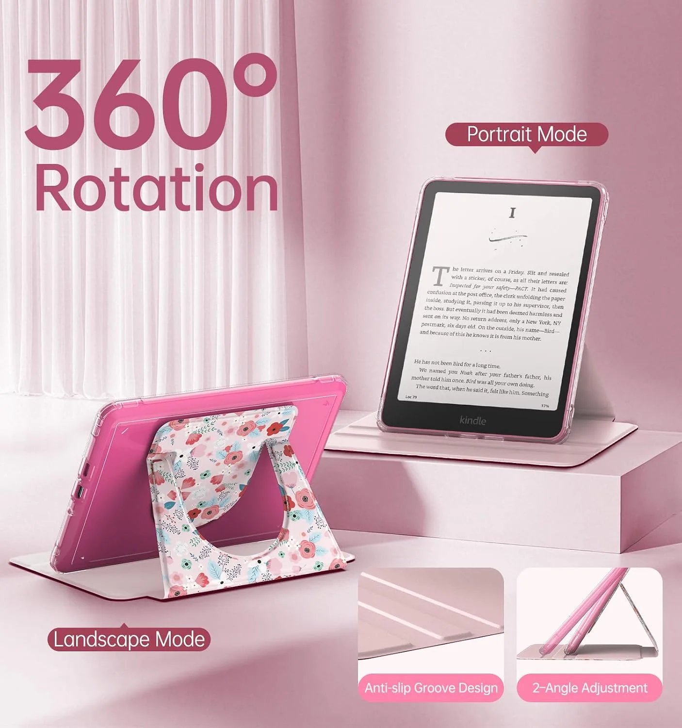 MoKo 360°Rotating Case for 7" Kindle Paperwhite 12th Gen 2024 & Colorsoft
