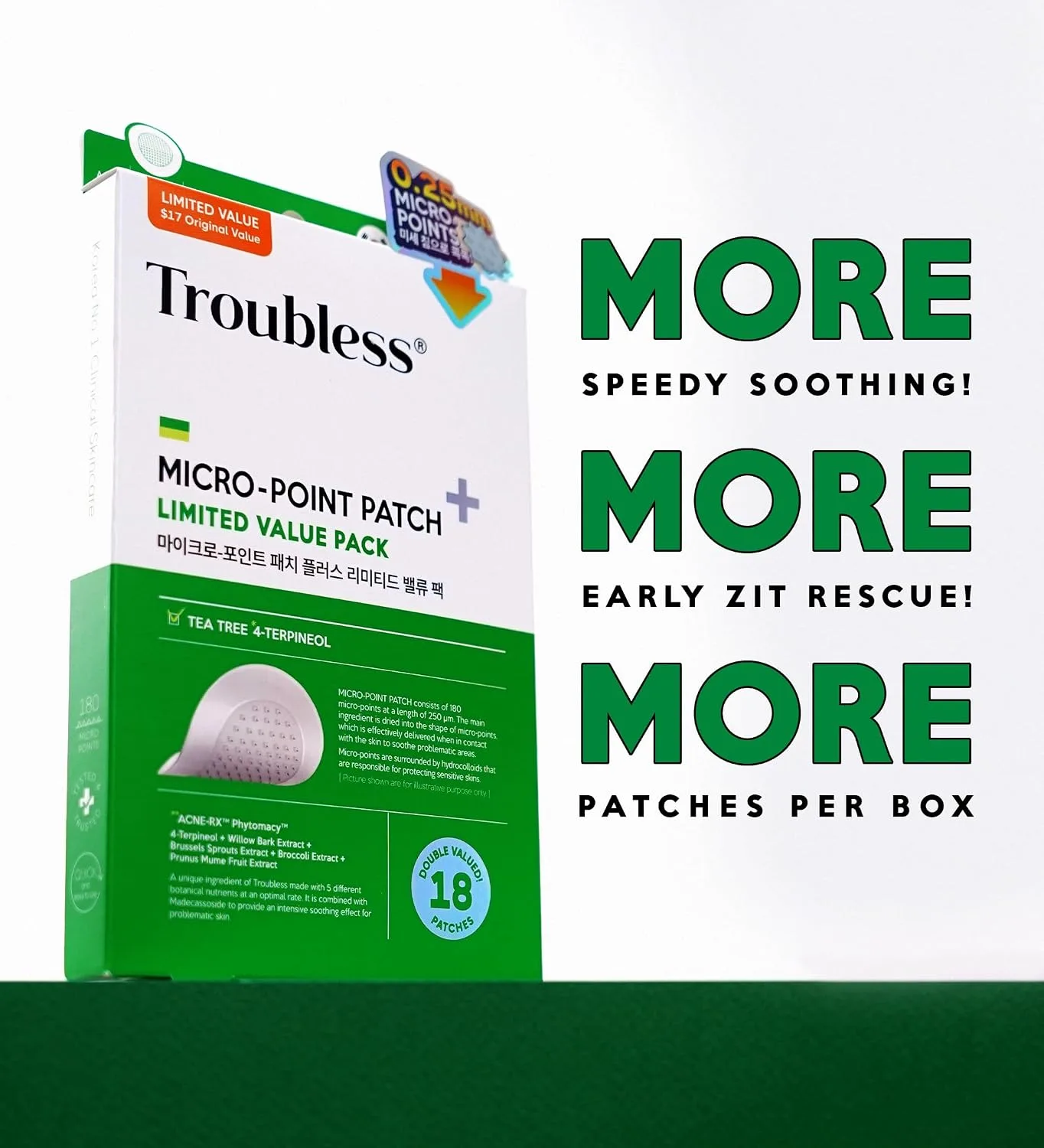 Troubless Micro-Point Patch Plus Limited Value Pack - Hydrocolloid 18EA