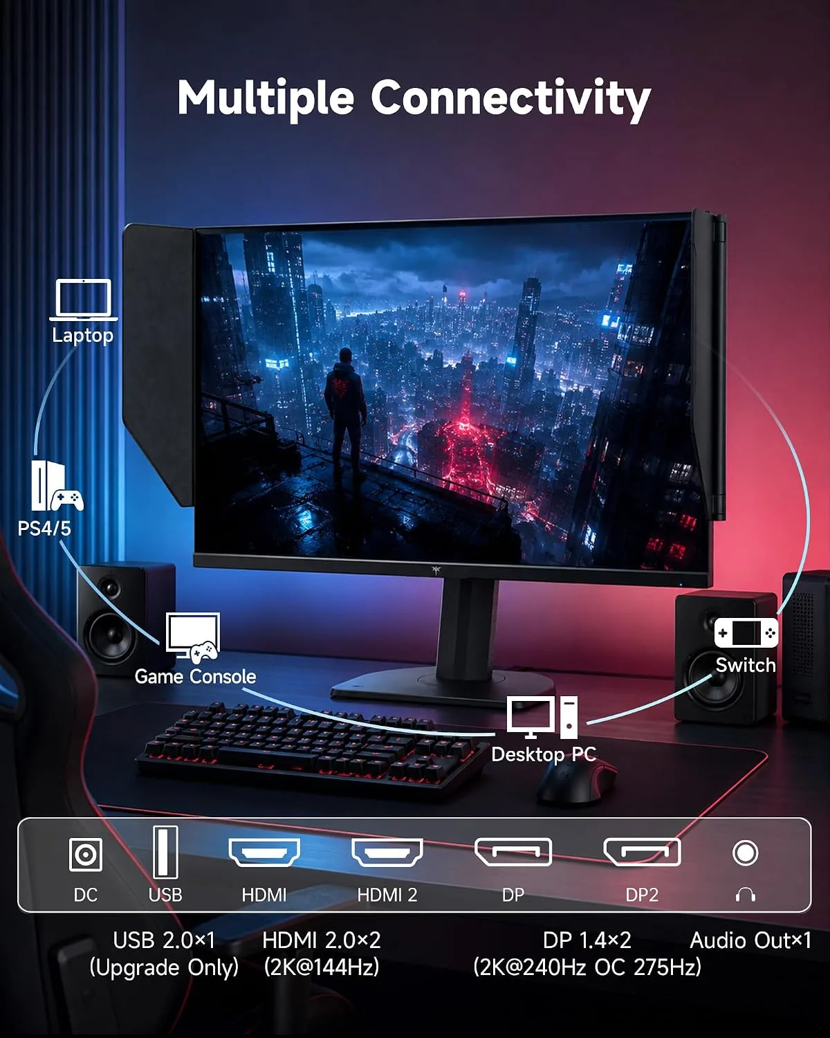 KTC 27 Inch 2K 240Hz Gaming Monitor (OC 275Hz), Fast IPS, 27M1 PRO