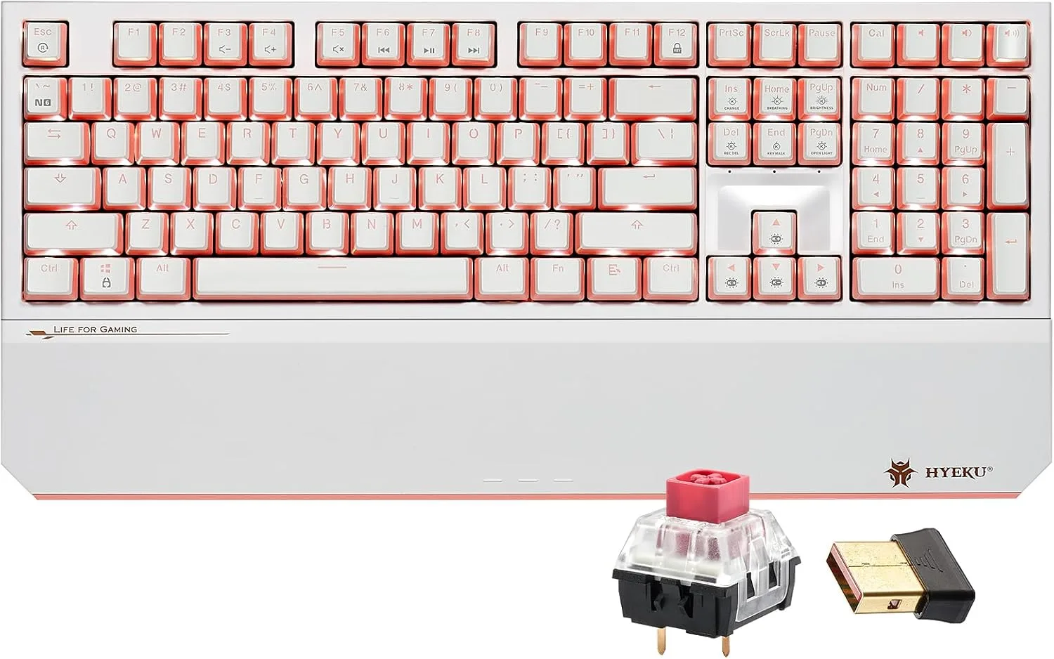 Teclado mecánico gamer Hexgears X5 inalámbrico 108 teclas rosa