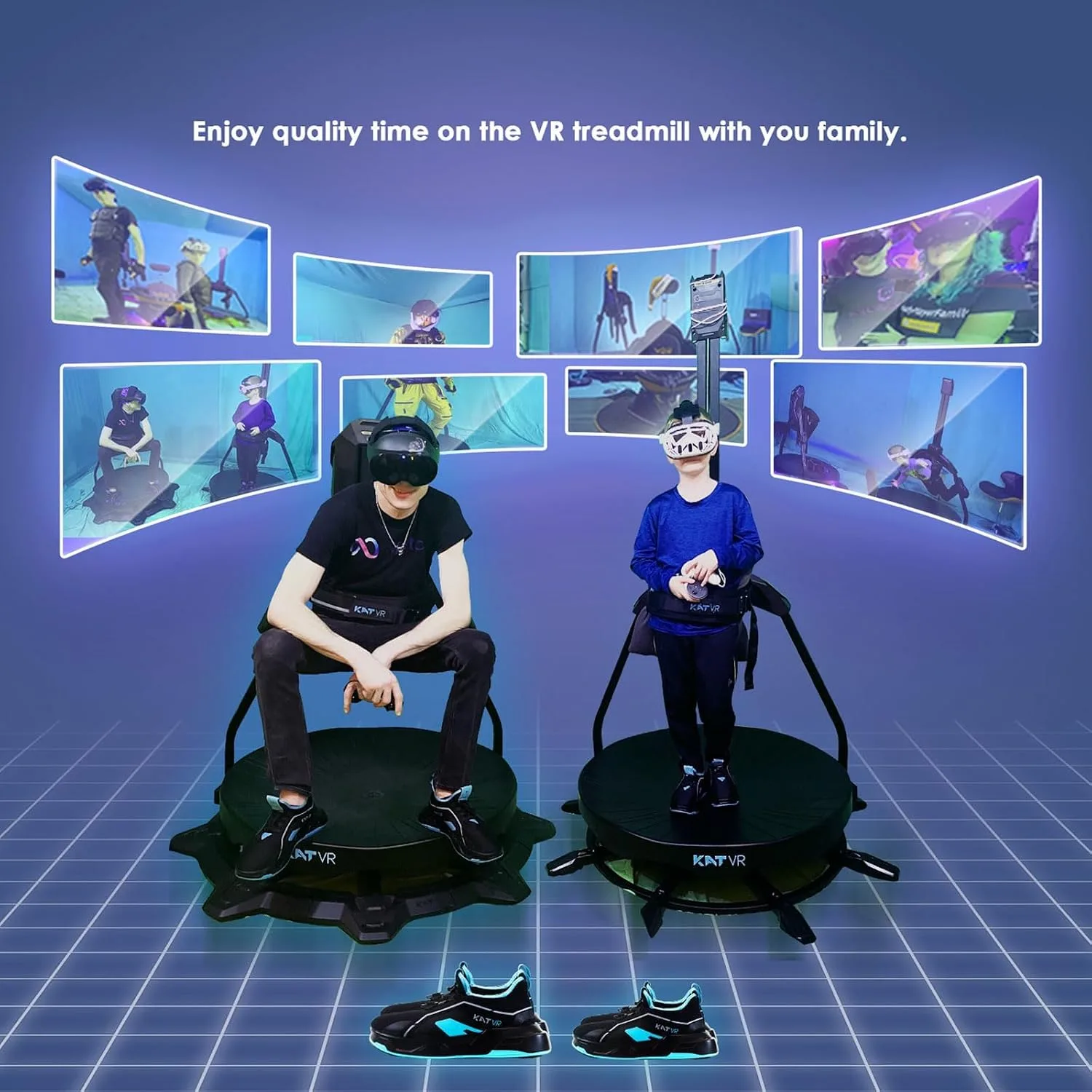 KAT VR Shoes for KAT Walk C2 Series – Special Anti-Friction Design for 360° Walking on VR Treadmill Platform – Full-Body Motion Tracking Footwear for Immersive Gaming US Size 9.5
