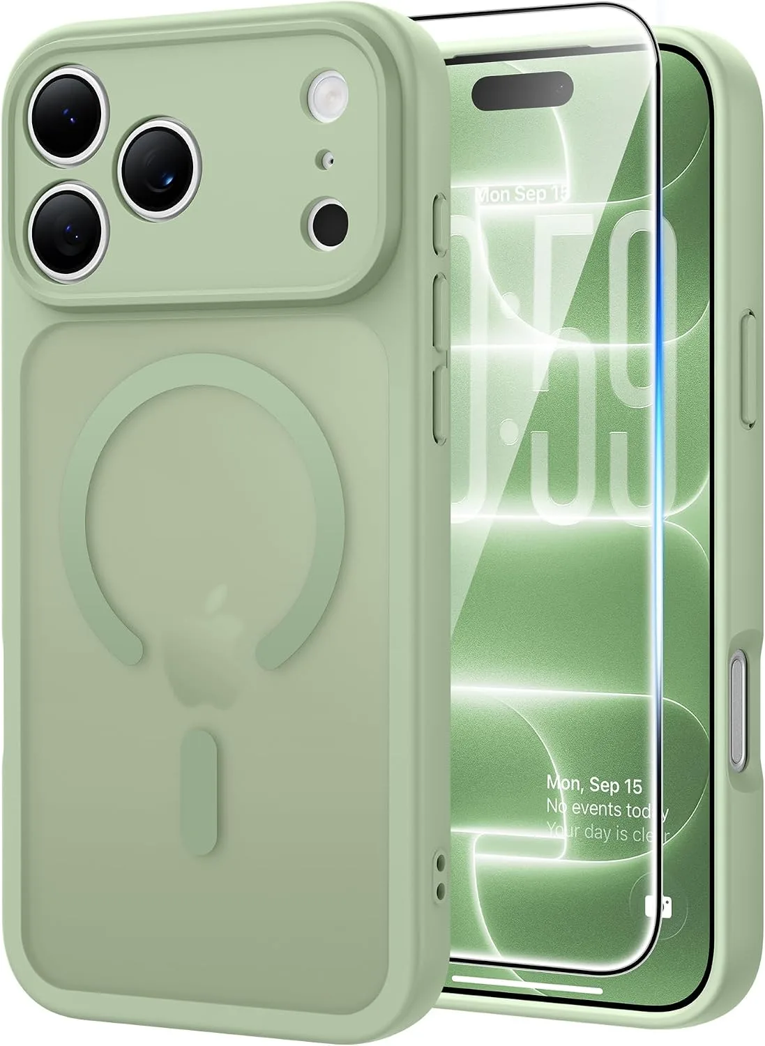 FNTCASE for iPhone 18 Pro Case / 17 Pro Case Fit for MagSafe Light Moss