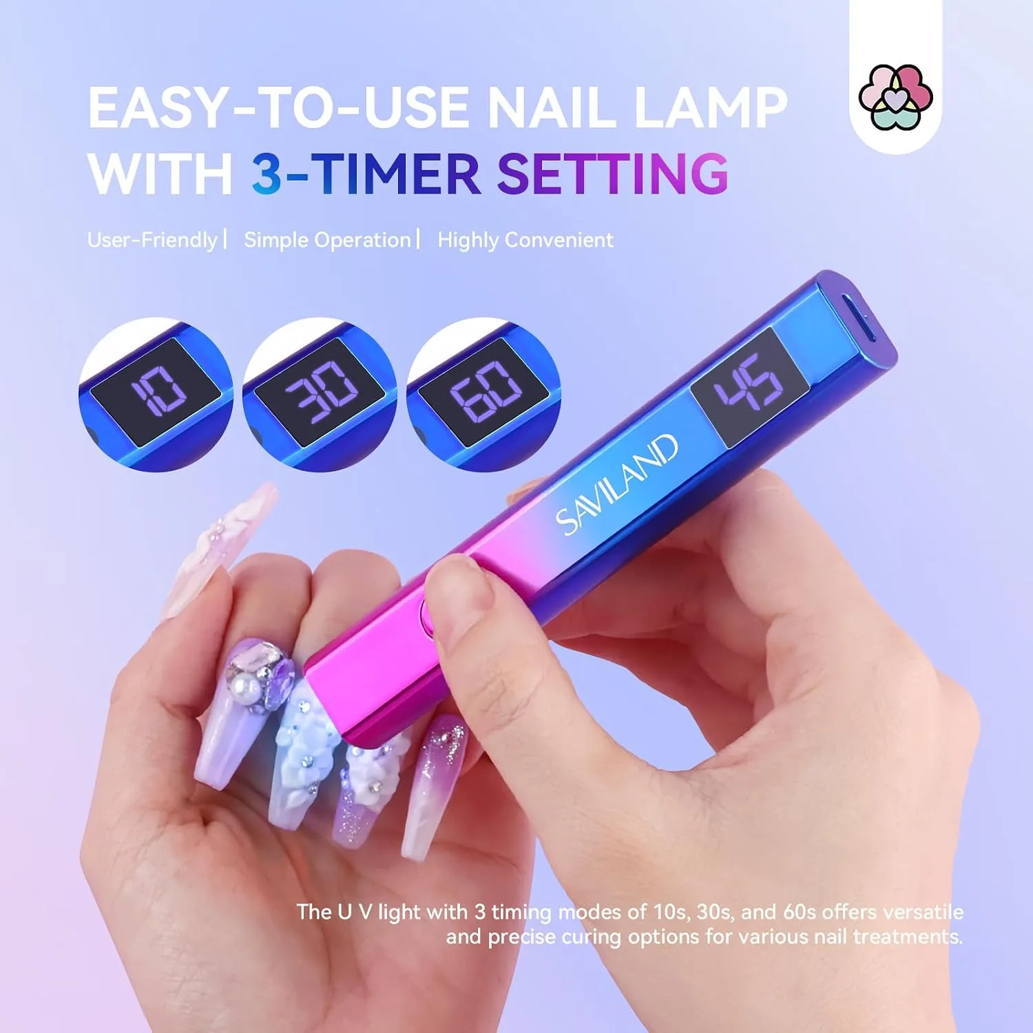 SAVILAND U V Light for Gel Nails, Mini Handheld U V LED Nail Lamp, 12W