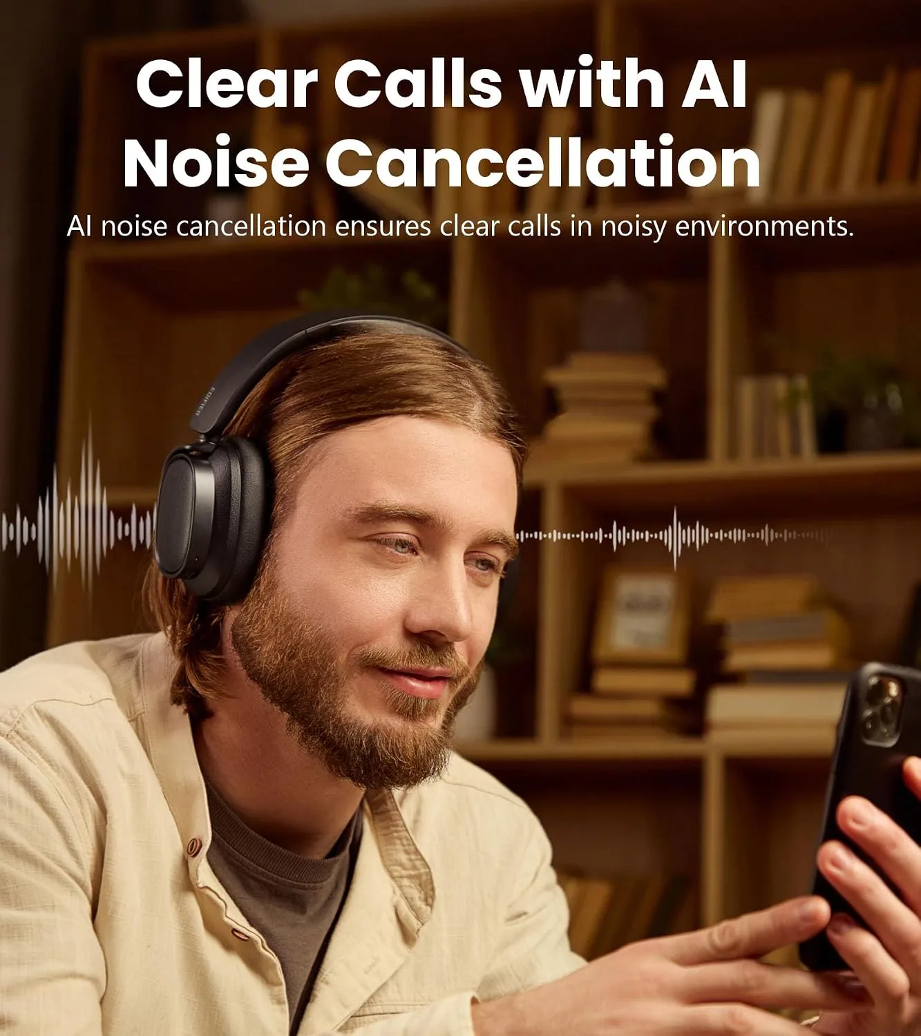 Edifier ES850NB Active Noise Cancelling Over-Ear Headphones, Black