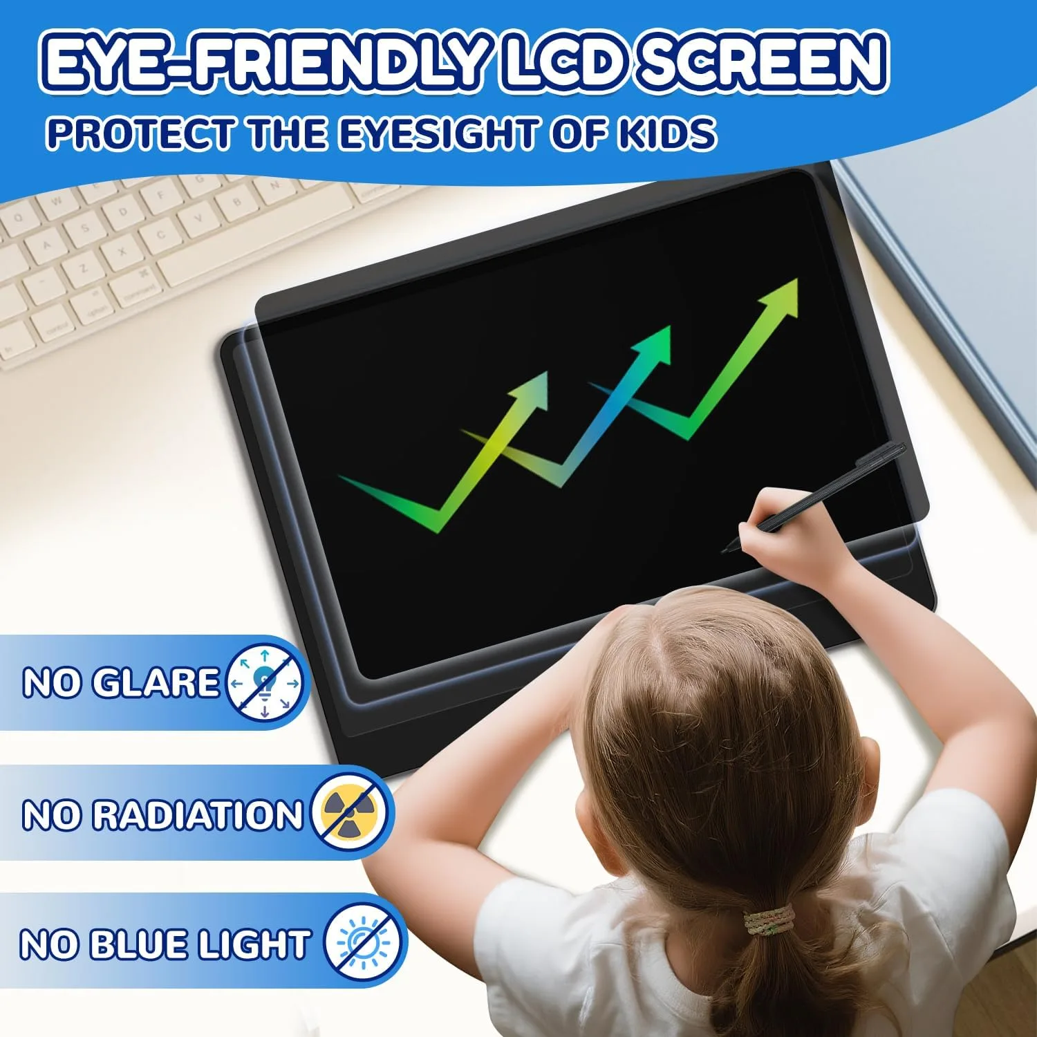 16 Inch LCD Writing Tablet for Kids, Reusable Portable Drawing Board, Black