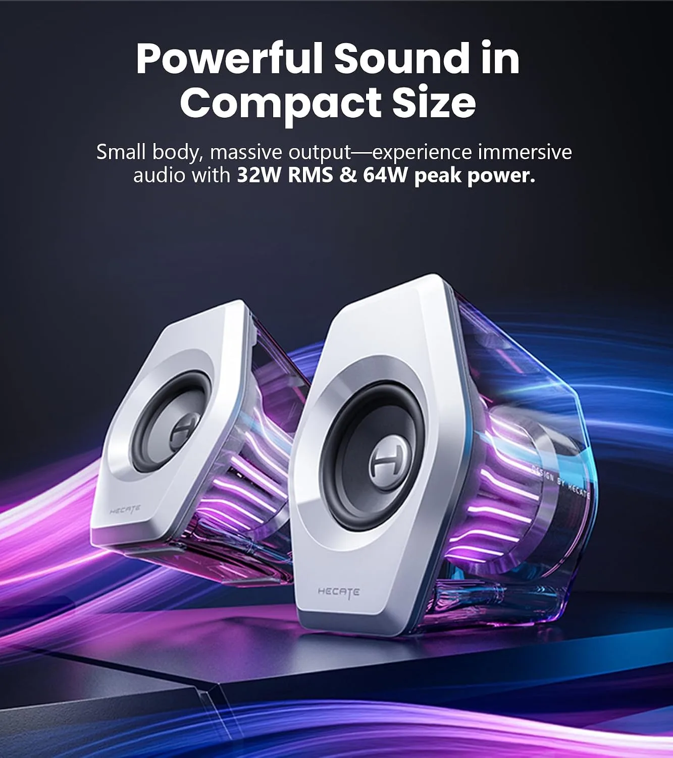 Edifier G2000 Pro 2.0 RGB Gaming Speakers with 64W Peak Power, White