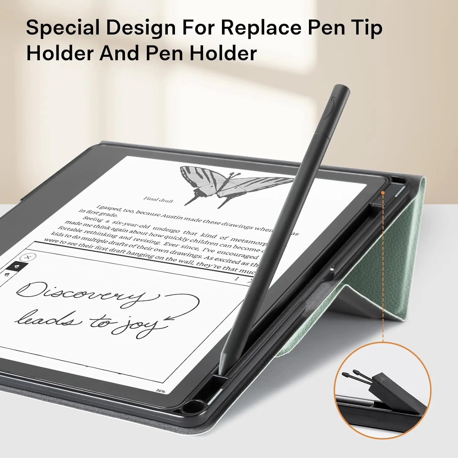 CoBak Stand Case for Kindle Scribe - Premium Folio Leather Cover with Pen Holder, Auto Sleep/Wake - Compatible with 10.2 Inch Kindle Scribe (2022/2024 Release)