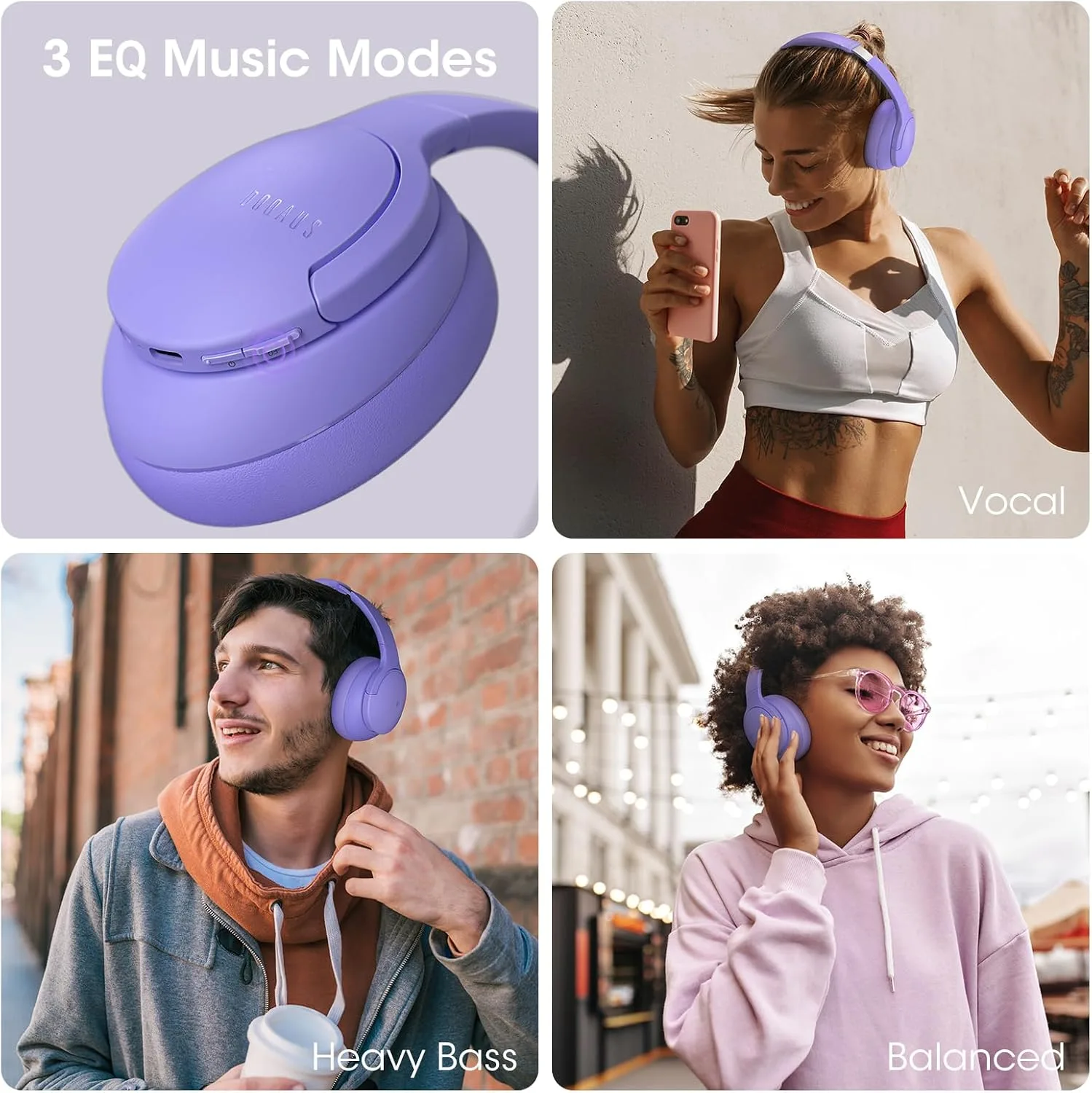 DOQAUS Bluetooth Headphones Over Ear, Headphones Wireless with 90H Playtime