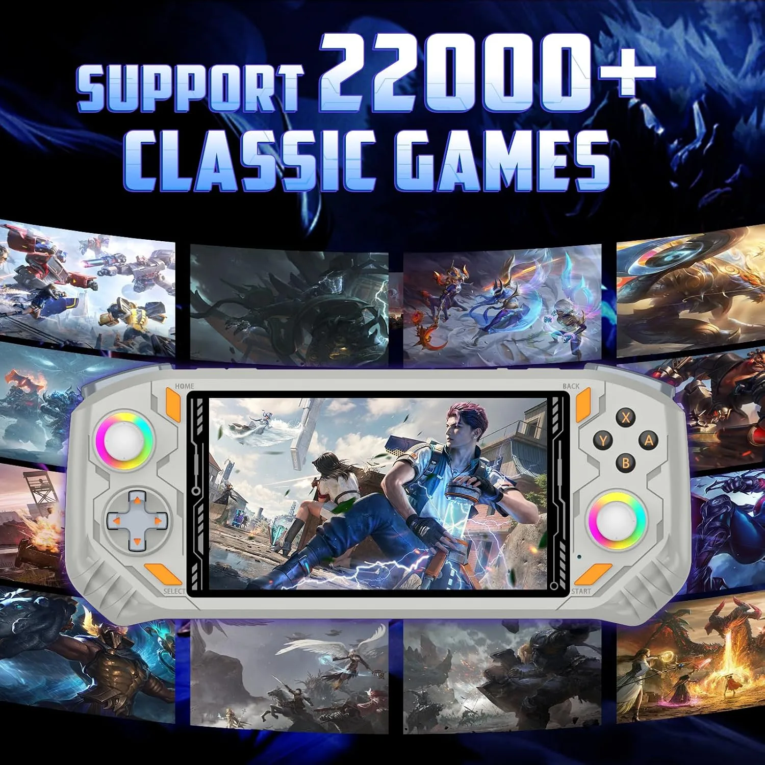 RG52MINI Retro Handheld Game Console, 5.5 Inch IPS HD Screen, Portable Dual System, 64GB Support 30+ Emulators & 22000+ Games, WiFi Multiplayer, HDMI Output, 5000mAh Battery (Gray)