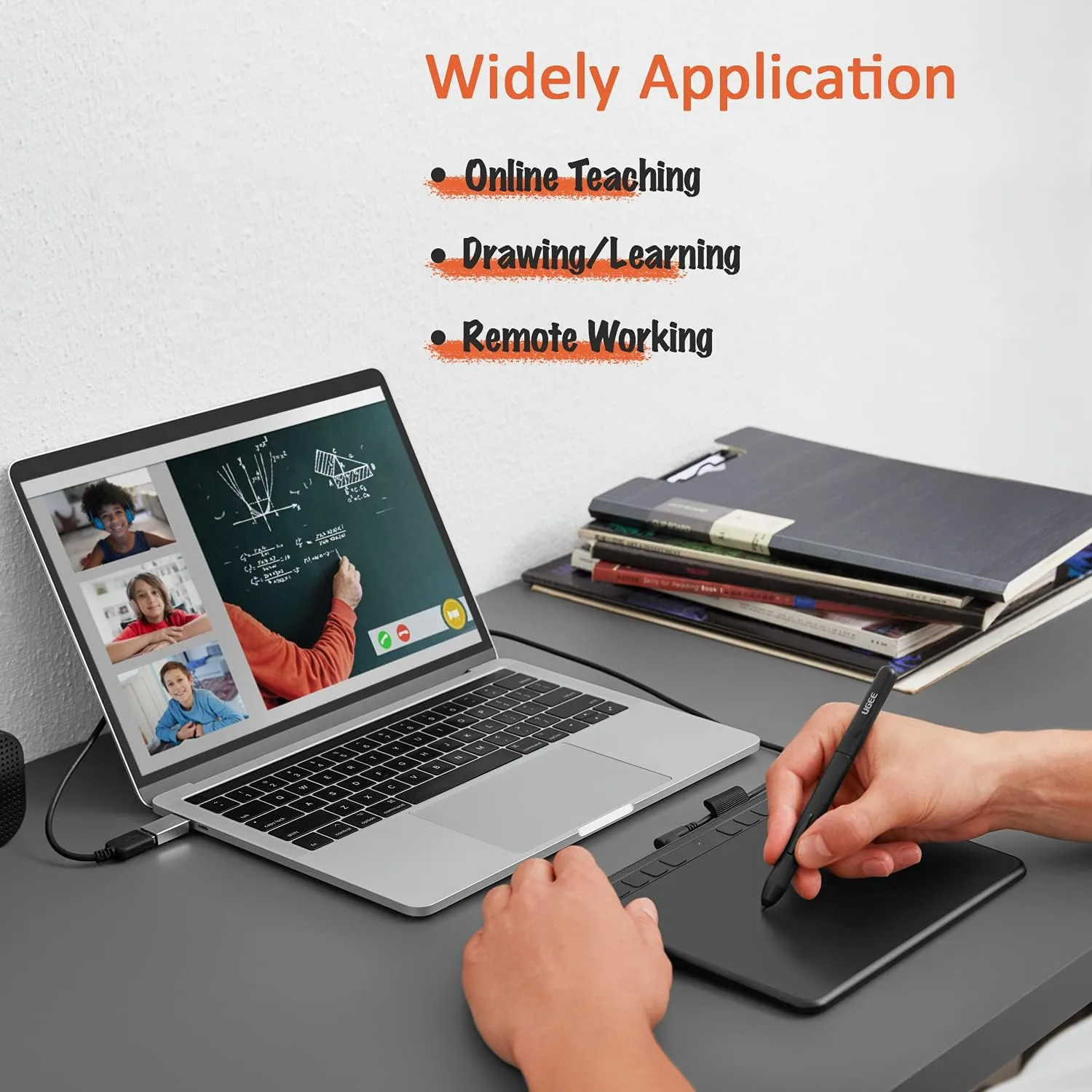 UGEE S640 Graphics Drawing Tablet, Digital Draw Art Pad with Pen Battery-Free Stylus Tilt Function 8192 Levels Pressure Sensitivity 10 Express Keys for Mac, Windows PC and Android