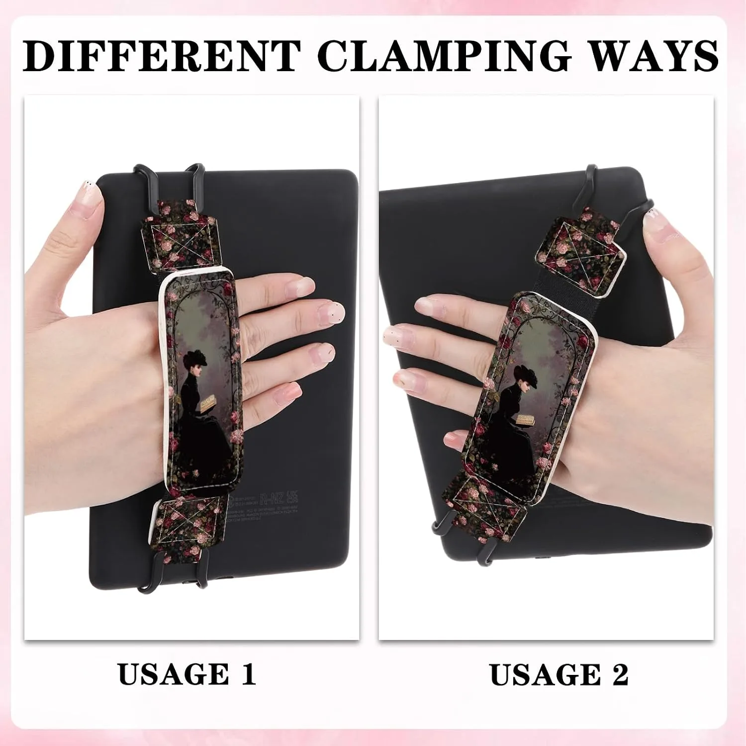 Hand Strap for Kindle, Dark Romance Gothic Rose
