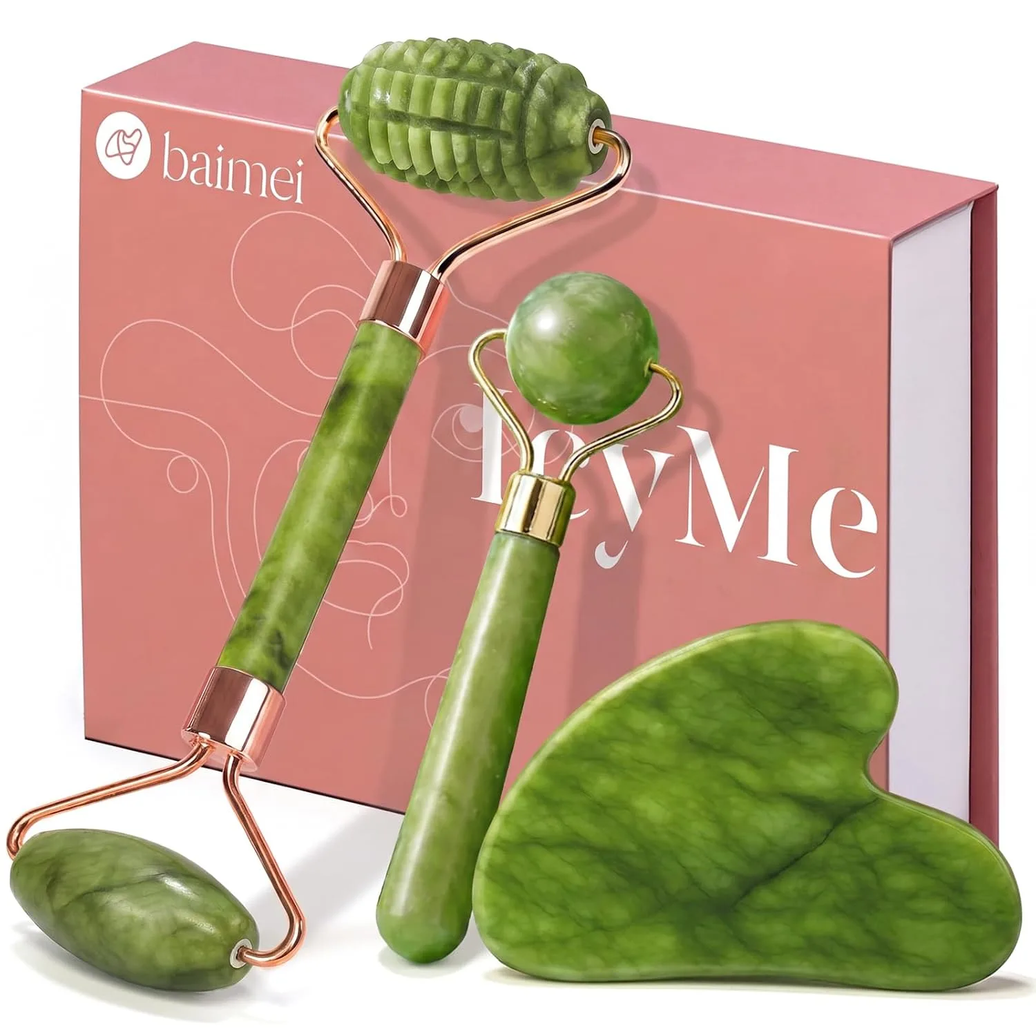BAIMEI IcyMe Gua Sha & Jade Face Roller for Reducing Puffiness,Skin Firming