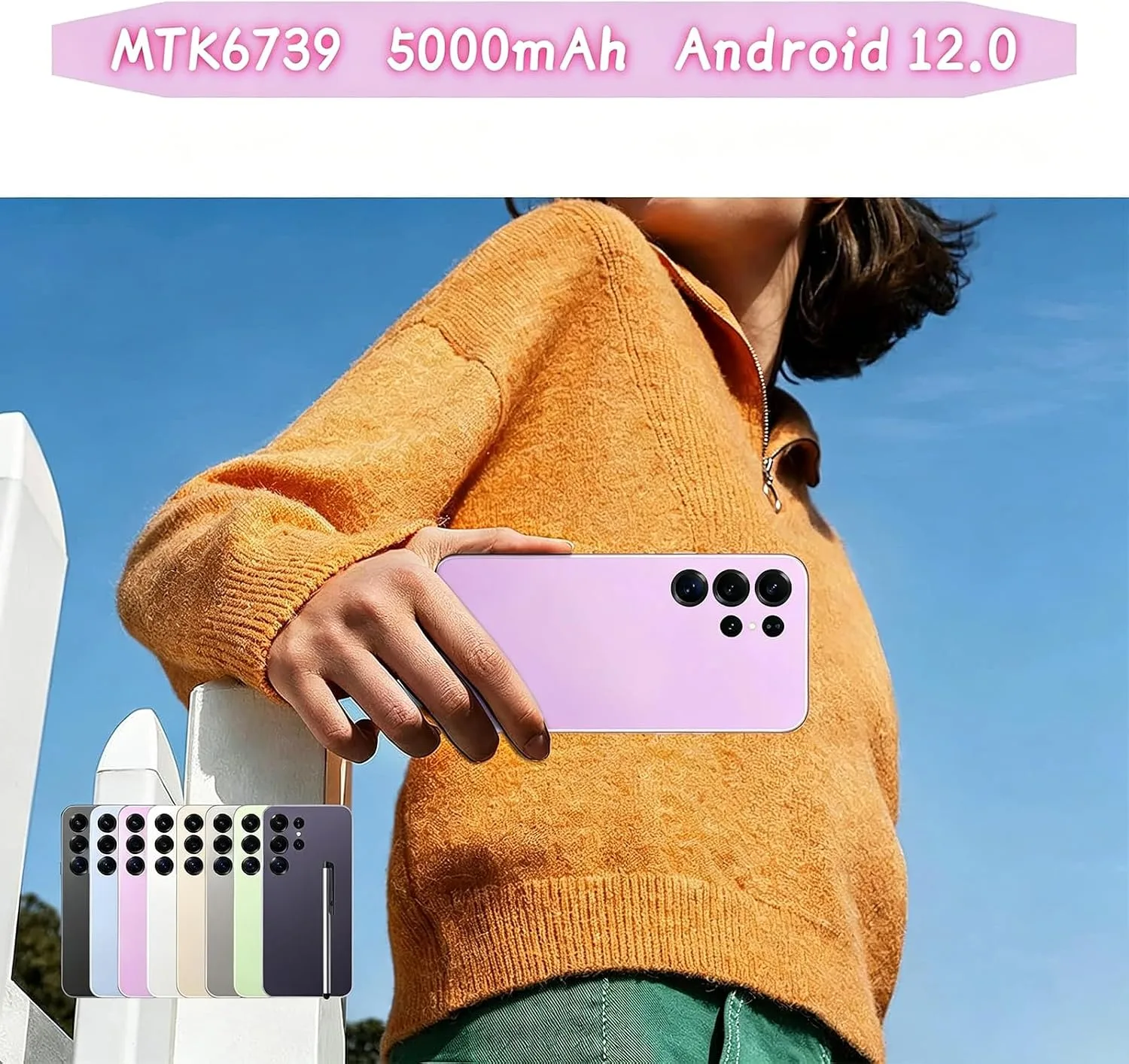 4G Smartphone Unlocked, Android 12.0 Mobile Phones 6.6'' HD+ Display, 4GB RAM 32GB ROM/256GB SD, 4G Dual SIM Dual Camera, Face ID+WiFi+BT+FM+GPS+OTG (Black)