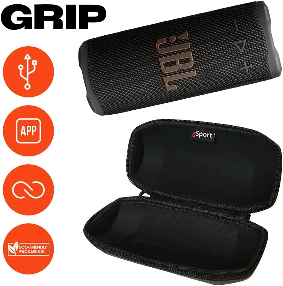 JBL Grip Compact Portable Bluetooth Speaker Bundle with gSport Case (Black)