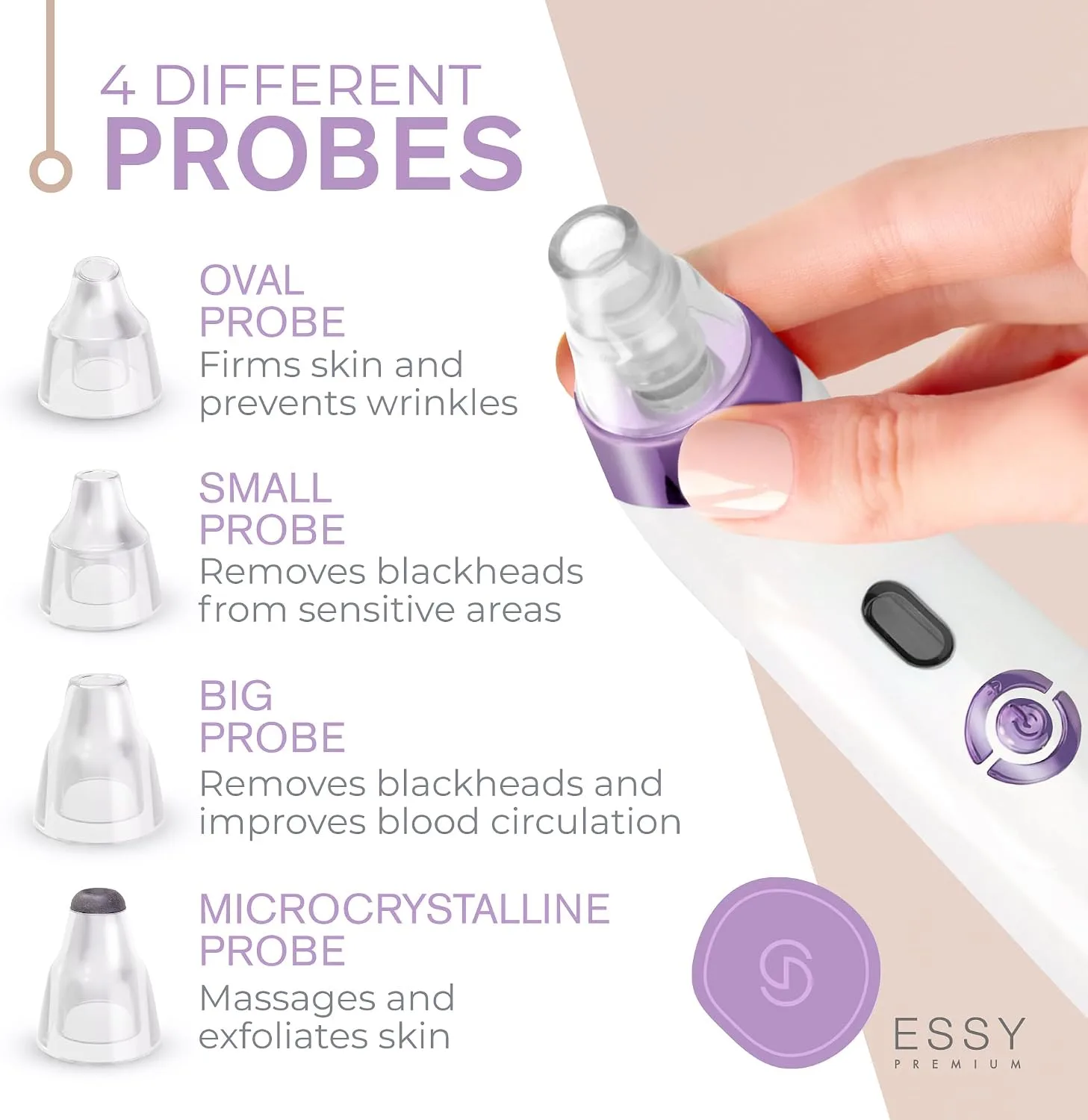 Essy Blackhead Remover Facial Cleanser Machine for Pimple Suction (Purple)