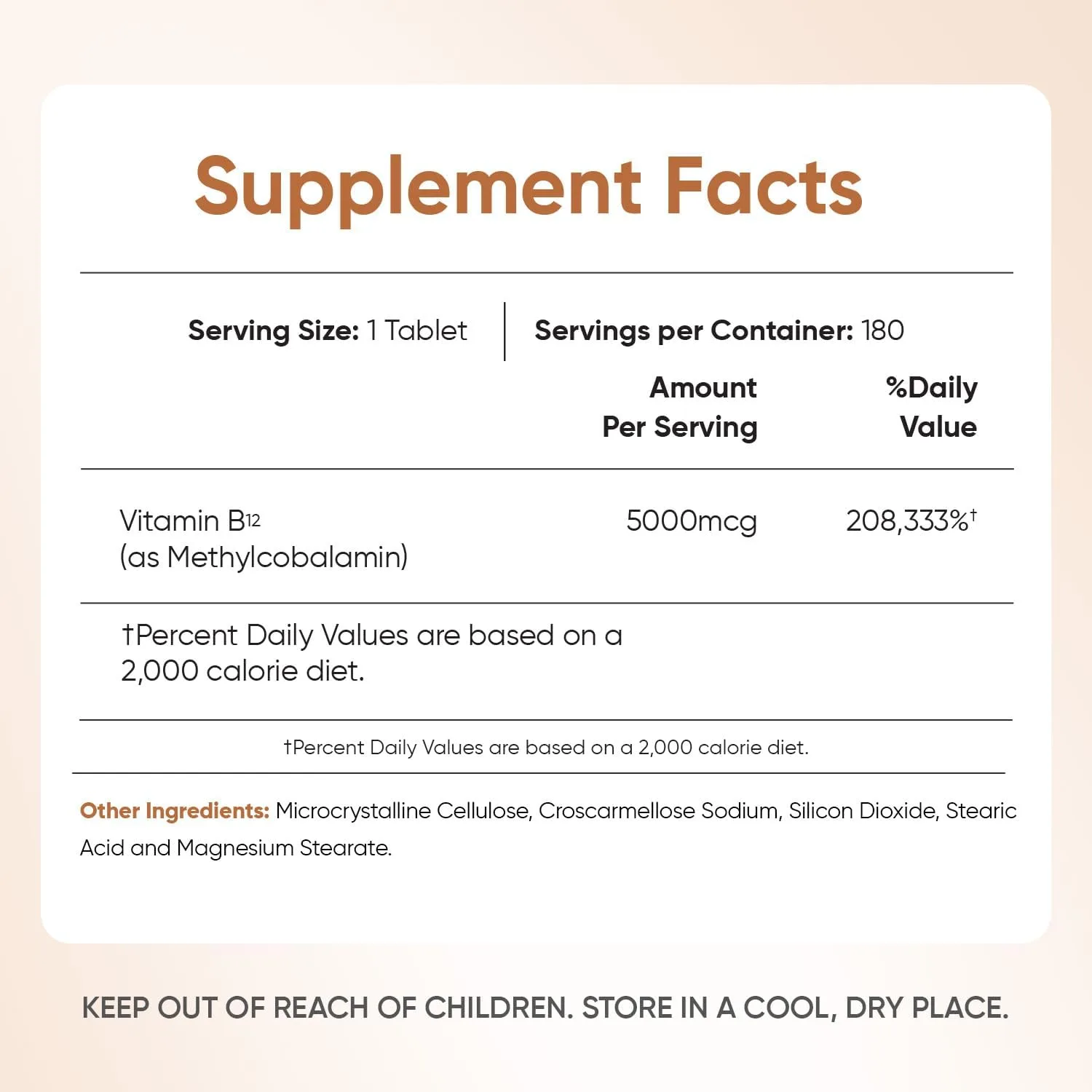 WeightWorld B12 Vitamin 5000mcg | 6-Month Supply | B12 Methylcobalamin Form