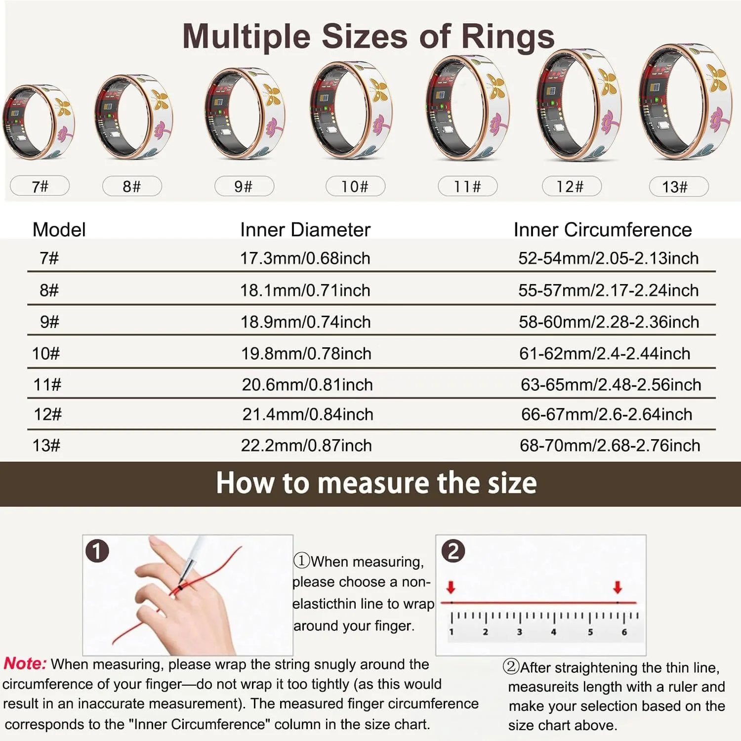 Smart Ring for Women Fitness Tracker,Waterproof Health Rings for Women(8#)