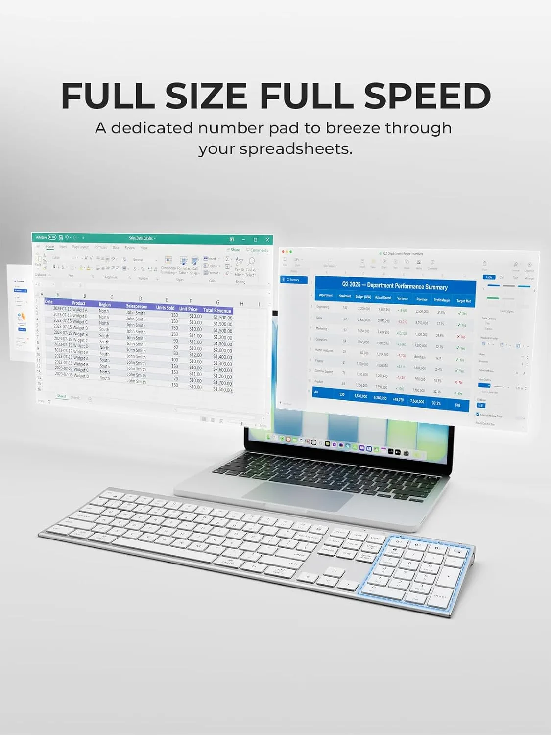 iClever BK10 Max Bluetooth Keyboard for Mac, Slim Full-Size Layout, Silver