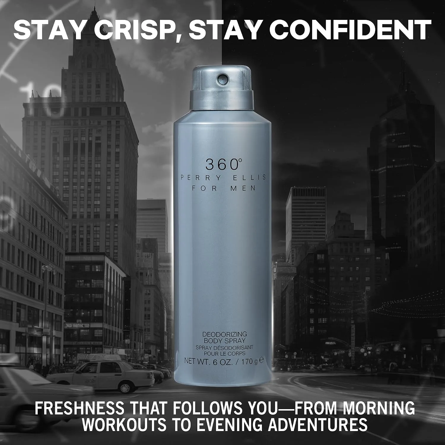 Perry Ellis 360° Body Spray for Men, Body Spray Cologne, 6 Oz
