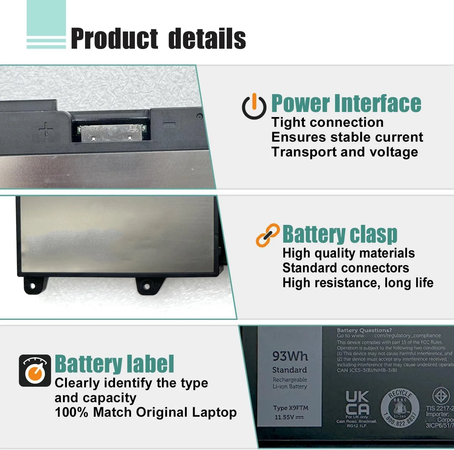 X9FTM Laptop Battery for Dell Precision 7670 7680 7770 7780 Series
