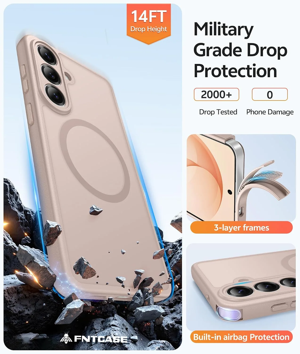 FNTCASE for Samsung Galaxy S26 Case, Fit for Magsafe, Desert Gold