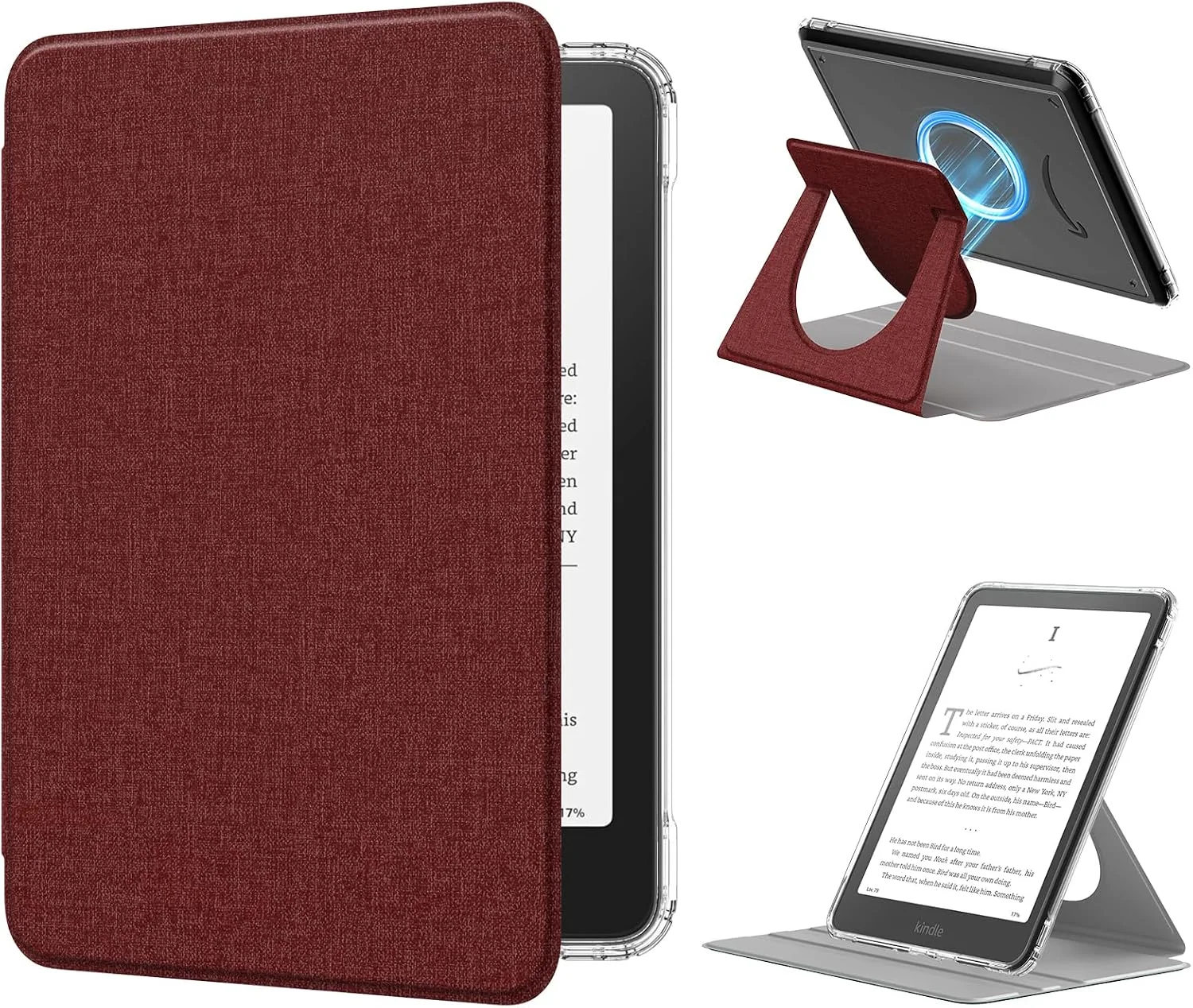 Estuche MoKo 360° Rotativo Desmontable para eBook Reader 7" Vino Denim