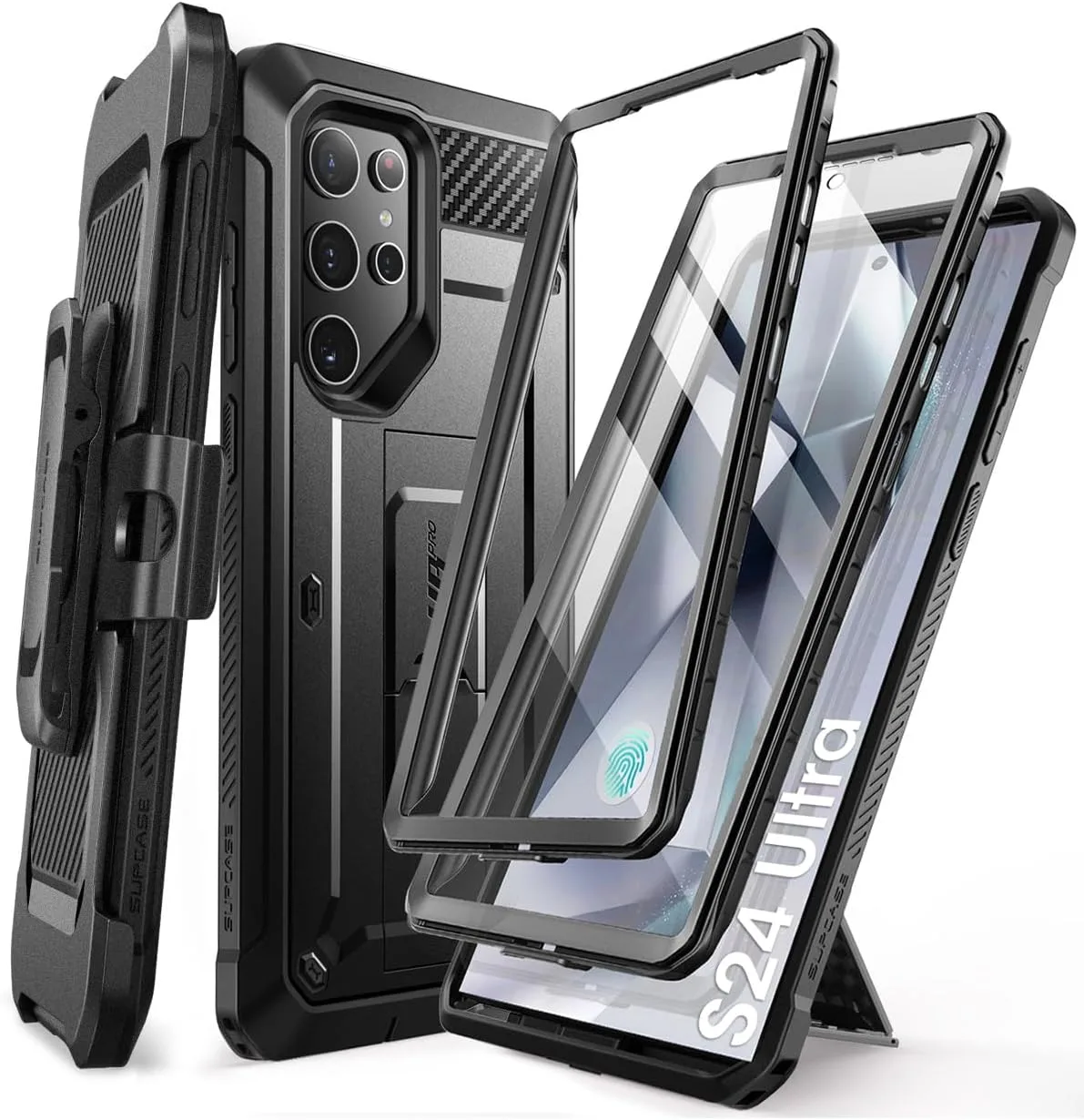 SUPCASE for Galaxy S24 Ultra Case with Built-in Screen Protector, Black
