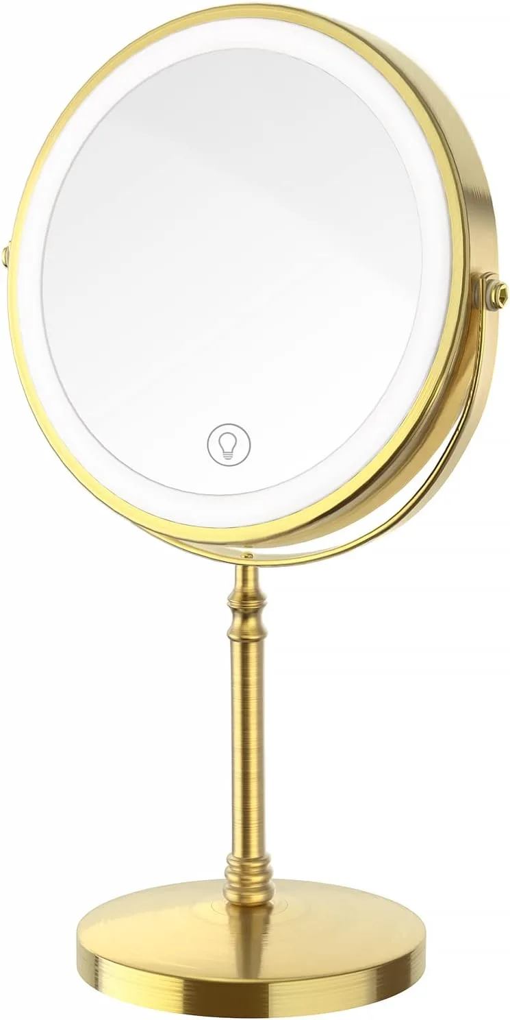 DEIOVWXS Makeup Mirror, Rechargeable Vanity Mirror with 3 Lights, 1X/10X